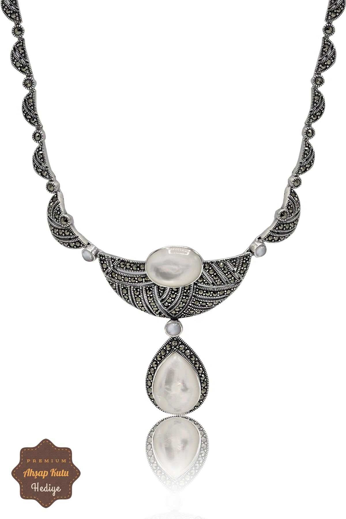 Midyat Nurtaş Gümüş Taşlı Sallantılı Damla Model Markazit Taşlı Gümüş Kadın Gerdanlık 201024273