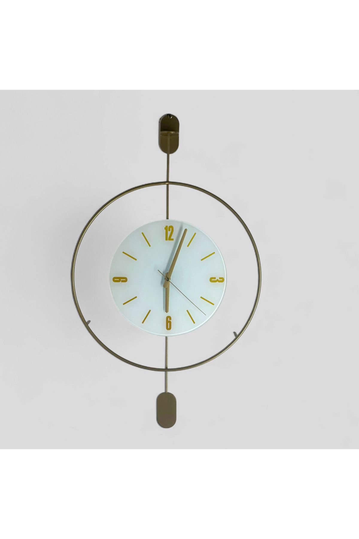 NEOMARK Modern Minimal Çember Tasarımlı Dekoratif Duvar Saati – Gold Detaylı