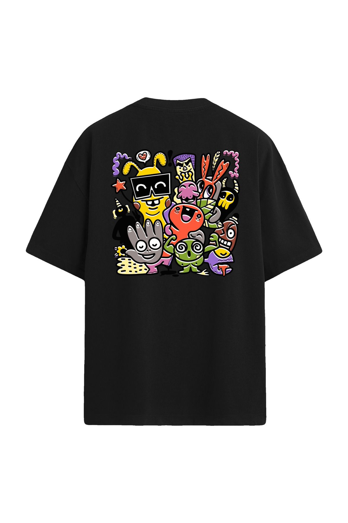 Colermi Karikatür Karakterler Sırt Baskılı Oversize T-Shirt