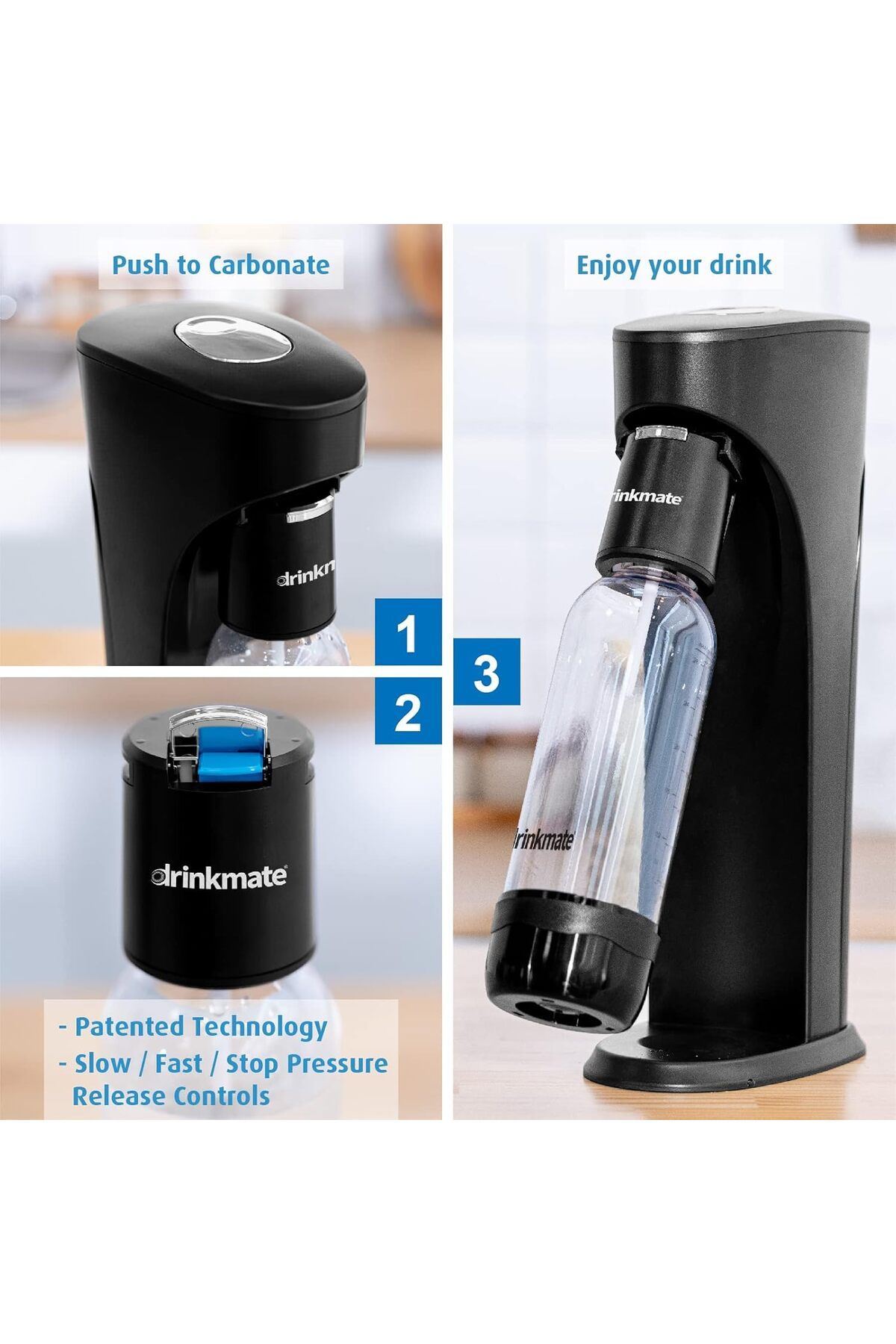 Drinkmate-OmniFizz Sparkling Water and Soda Maker (Matte Black) 5