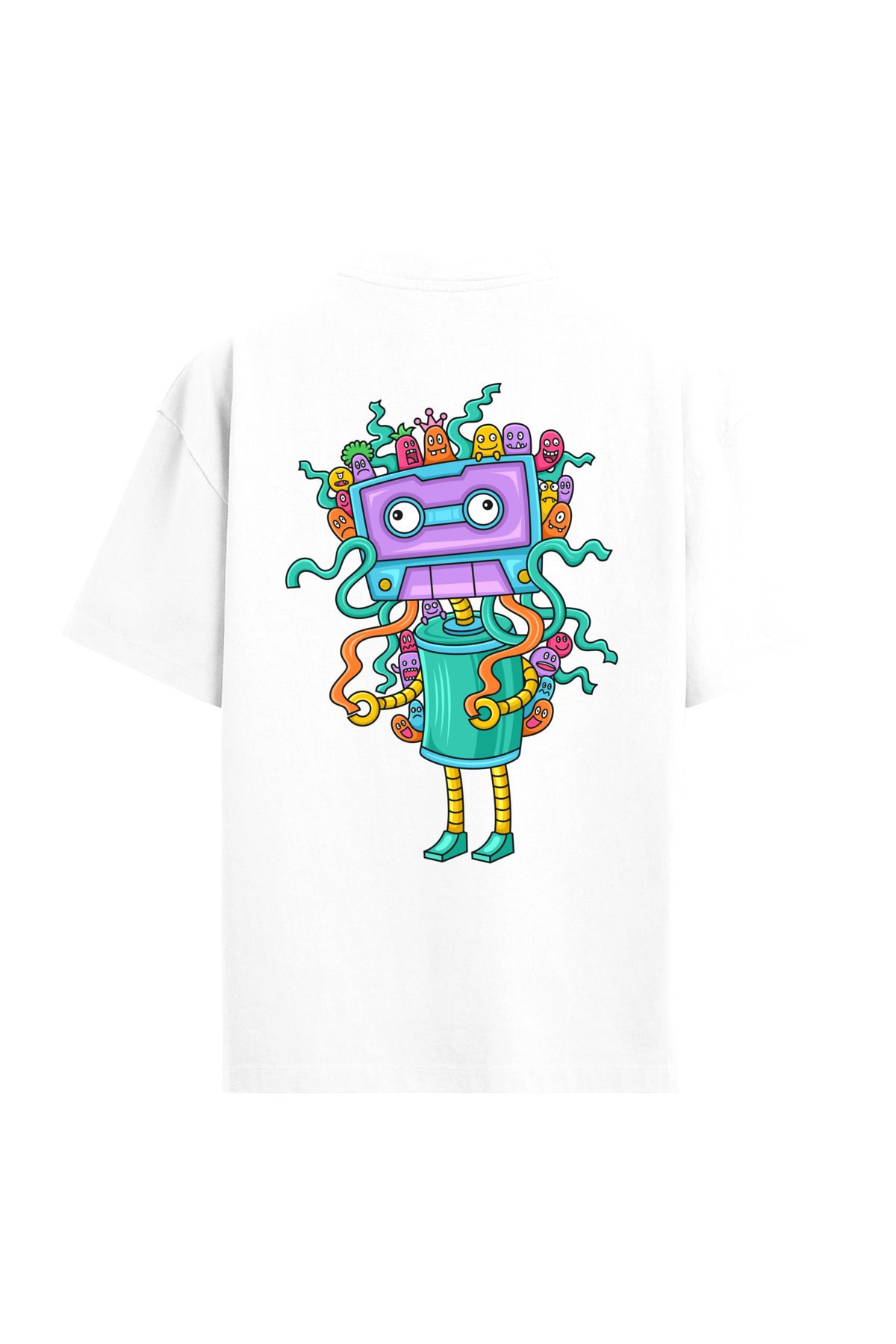 Colermi Retro Robot Sırt Baskılı Oversize T-Shirt
