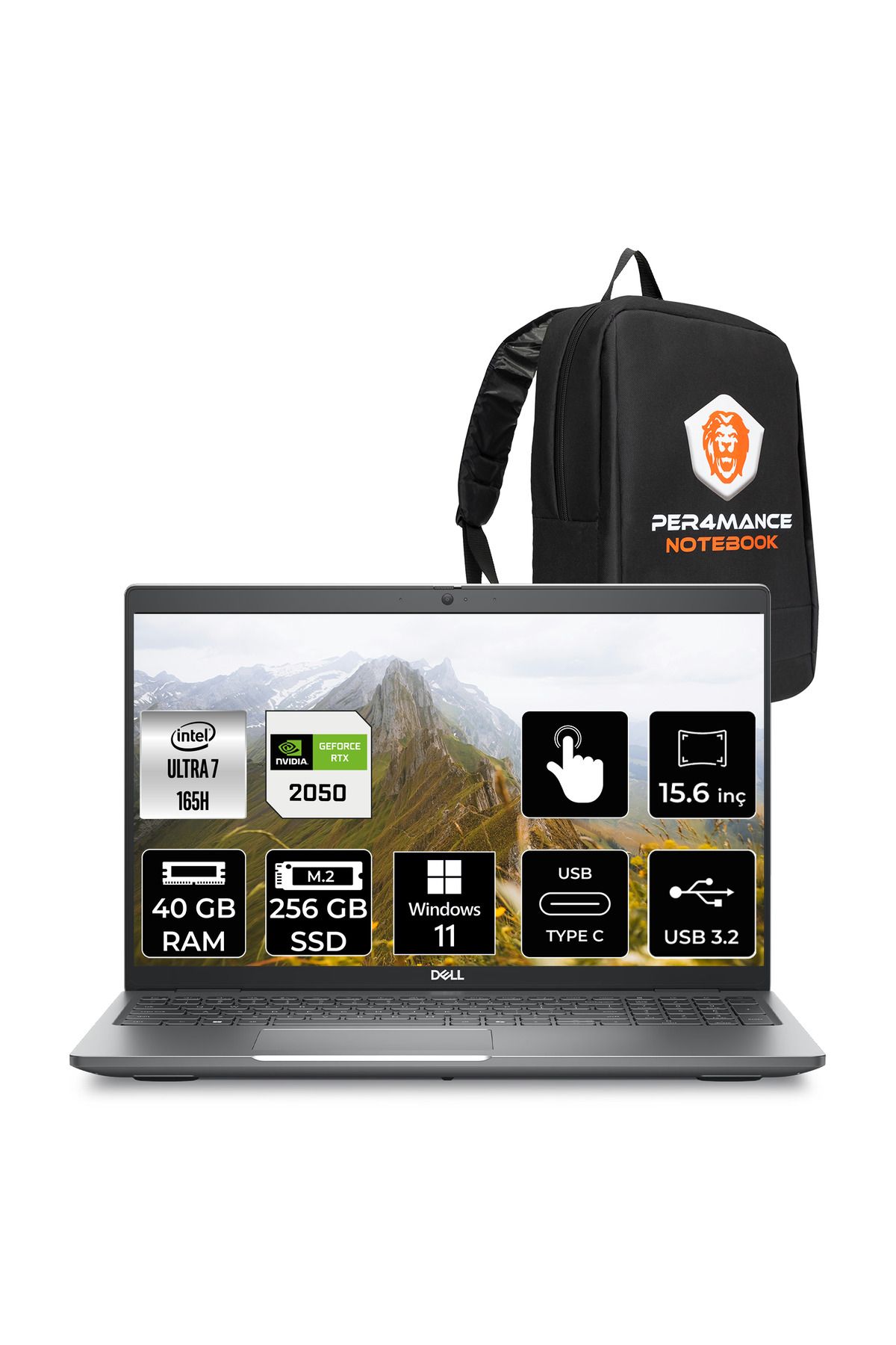 Dell Latitude 5550 Ultra 7 165H 40GB 256GB SSD RTX2050/4GB FHD 15.6'' W11P Dokunmatik Dizüstü Laptop