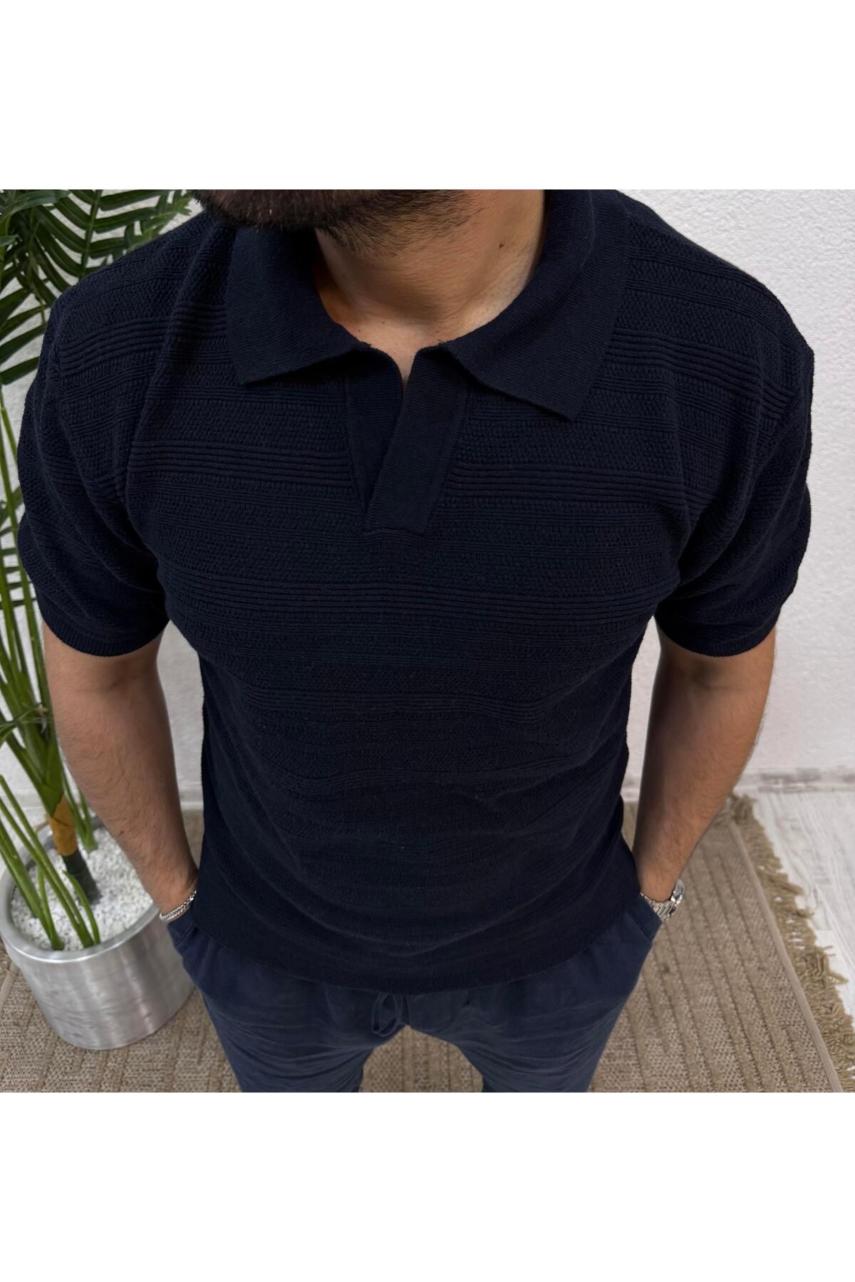 Yubacollection Polo Yaka Triko Tshirt Lacivert
