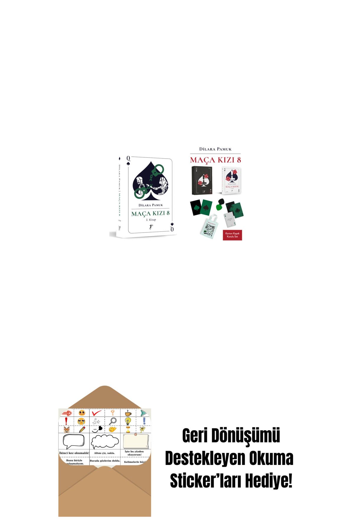 Artemis Yayınları Maça Kızı 8 - 3. Kitap + Maça Kızı 8 - 1. Kitap (Karton - 8. Baskı Kutulu Set) + Okuma Sticker'ları