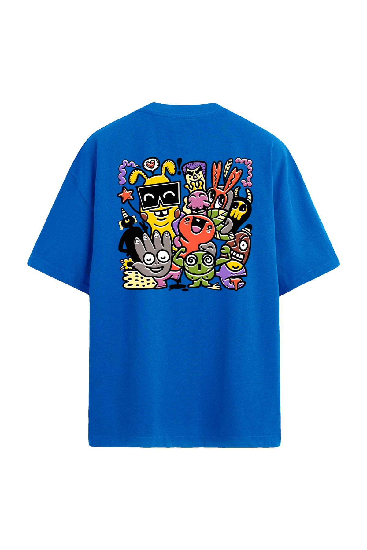 Colermi Karikatür Karakterler Sırt Baskılı Oversize T-Shirt