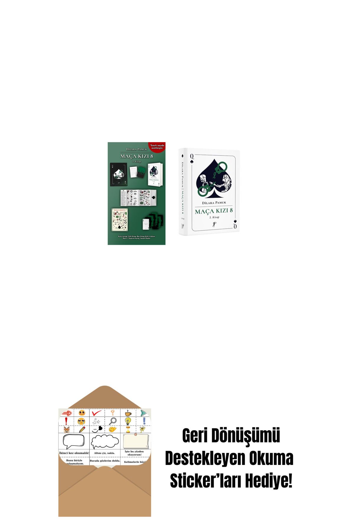 Artemis Yayınları Maça Kızı 8 - 3. Kitap (Ciltli - Kutulu Set) + Maça Kızı 8 - 3. Kitap (Ciltli) + Okuma Sticker'ları
