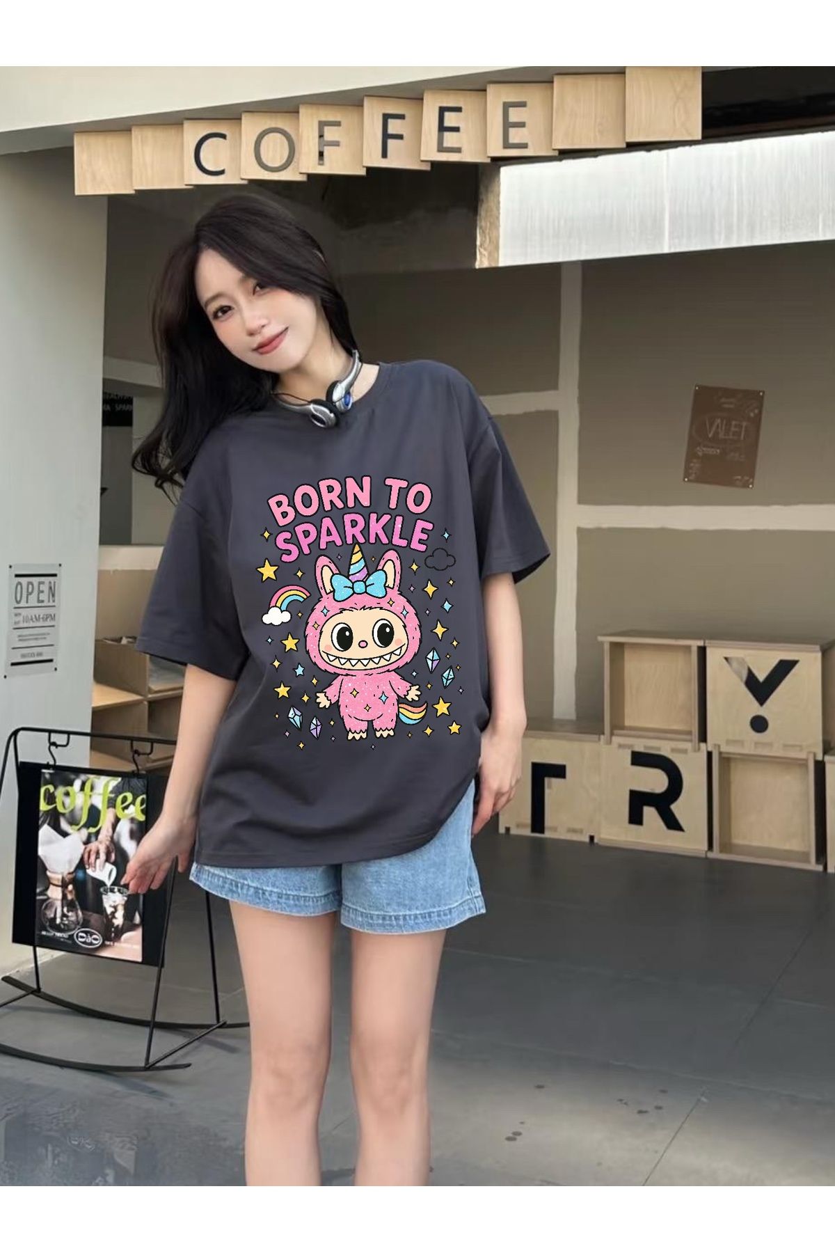 Minga London Füme Labubu Bright Baskılı Oversize Tshirt -Minga London