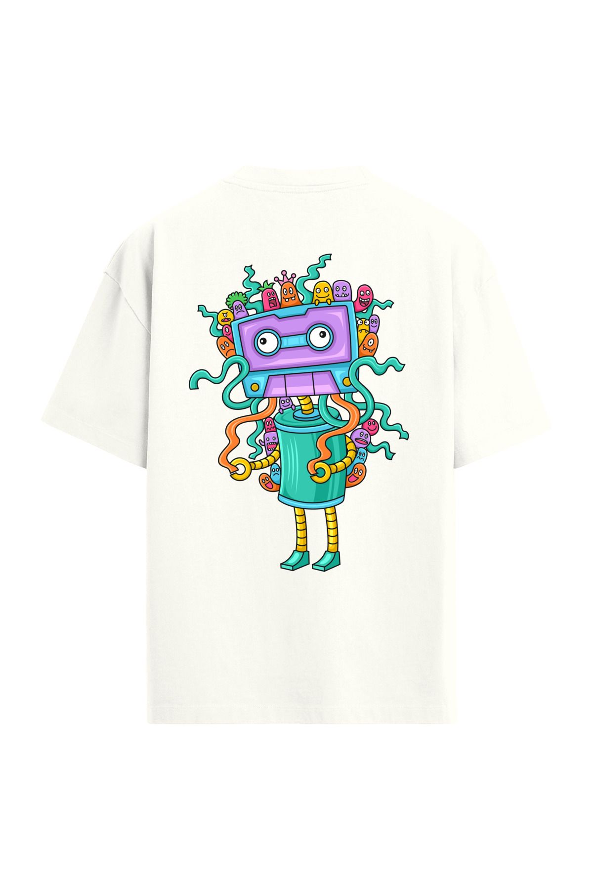 Colermi Retro Robot Sırt Baskılı Oversize T-Shirt