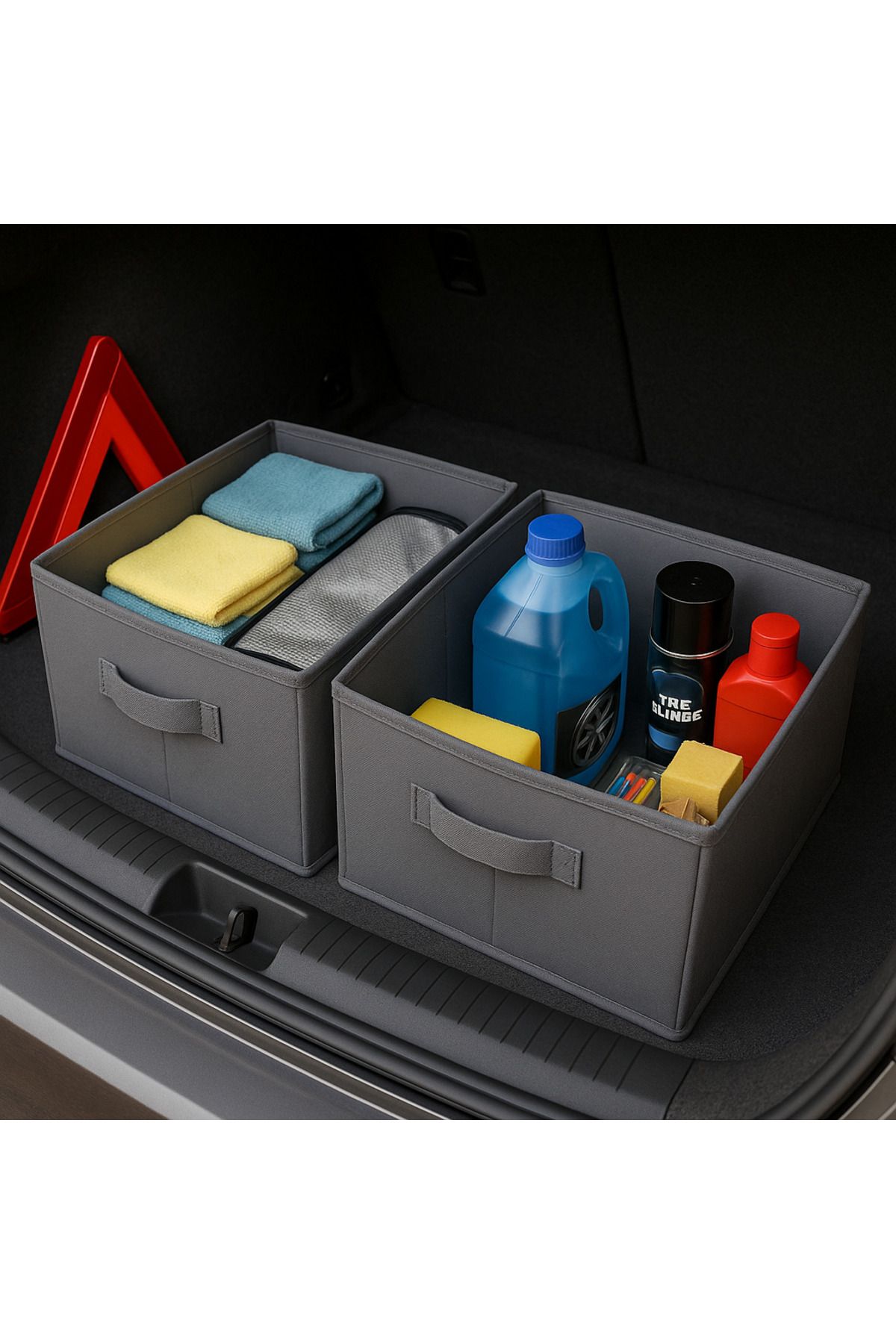 ON-ARS TEKSTİL Gri Bagaj Katlanabilir Düzenleyici Organizer Kutu 45x25x20