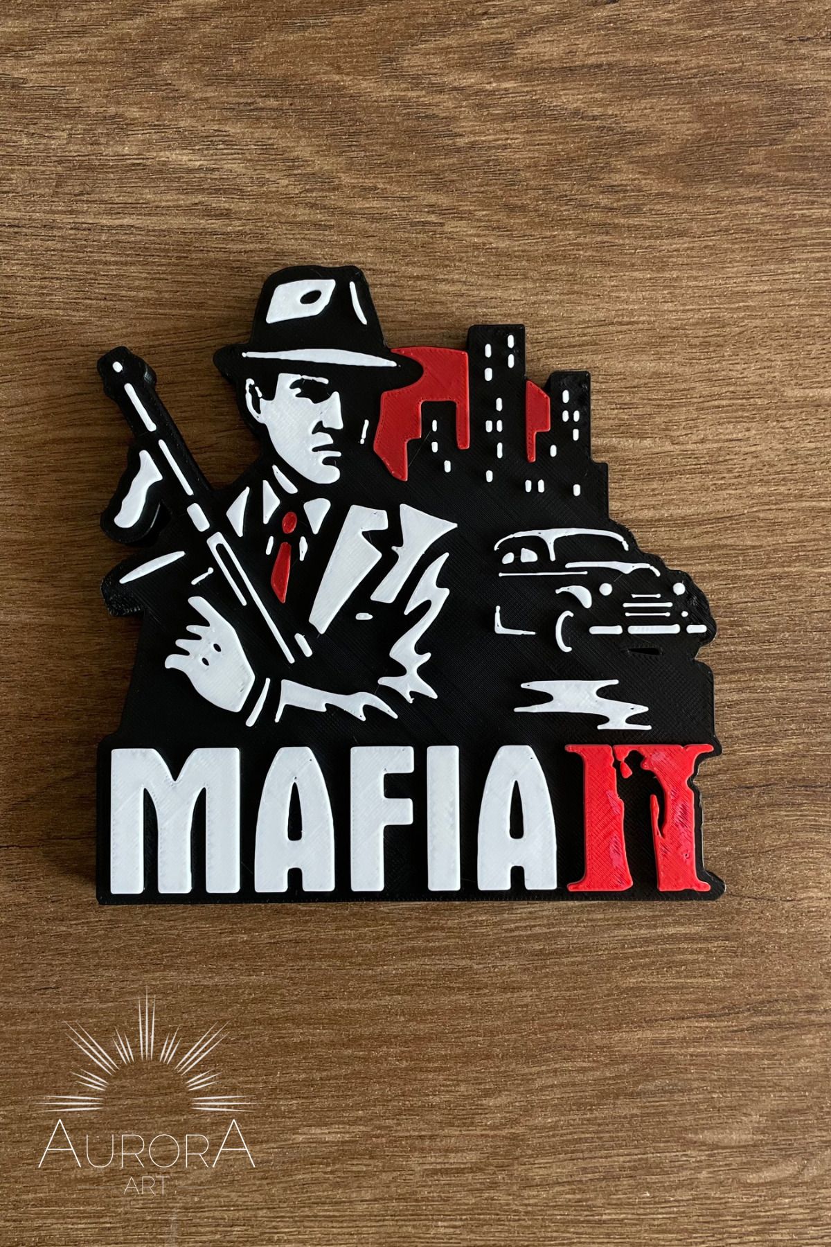 Aurora Art Mafia Iı Koleksiyonluk 3d Baskı – Mafia 2 Masaüstü Dekor Siyah-kırmızı (13 CM)