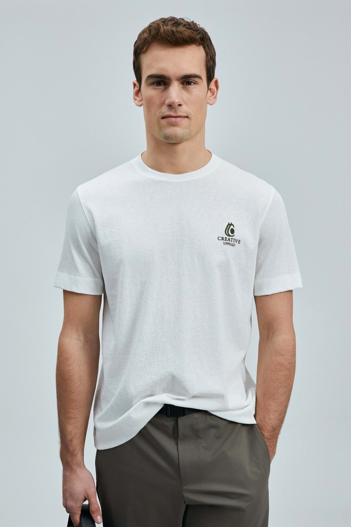 Kocamanlar Ayakkabı Lufian 111020263 Olıvıa Modern Grafik T- Shirt Erkek Tişort BEYAZ