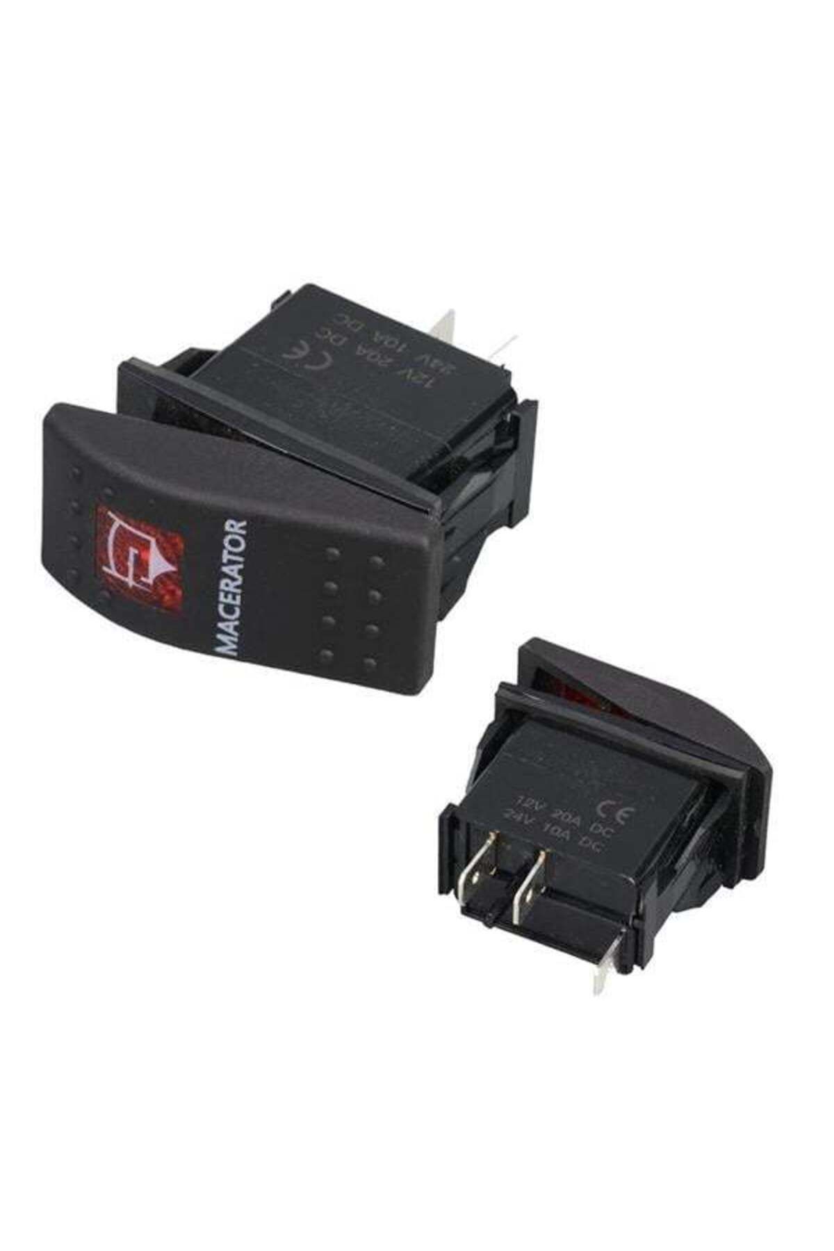 Emperium Macaratör Sembollü Işıklı 3 Pinli On-Off 12-24V Marin Switch