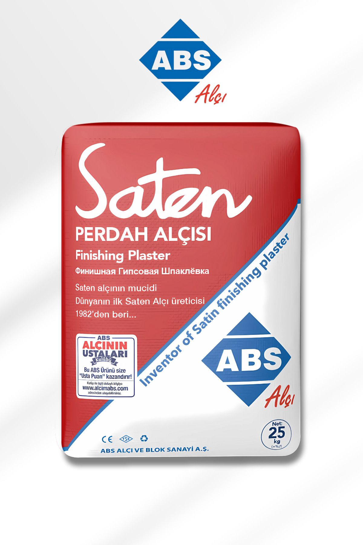 ABS Saten Perdah Alçı 10 KG Beyaz - Pürüzsüz Duvar ve Tavan Yüzeyleri İçin Son Kat Alçısı