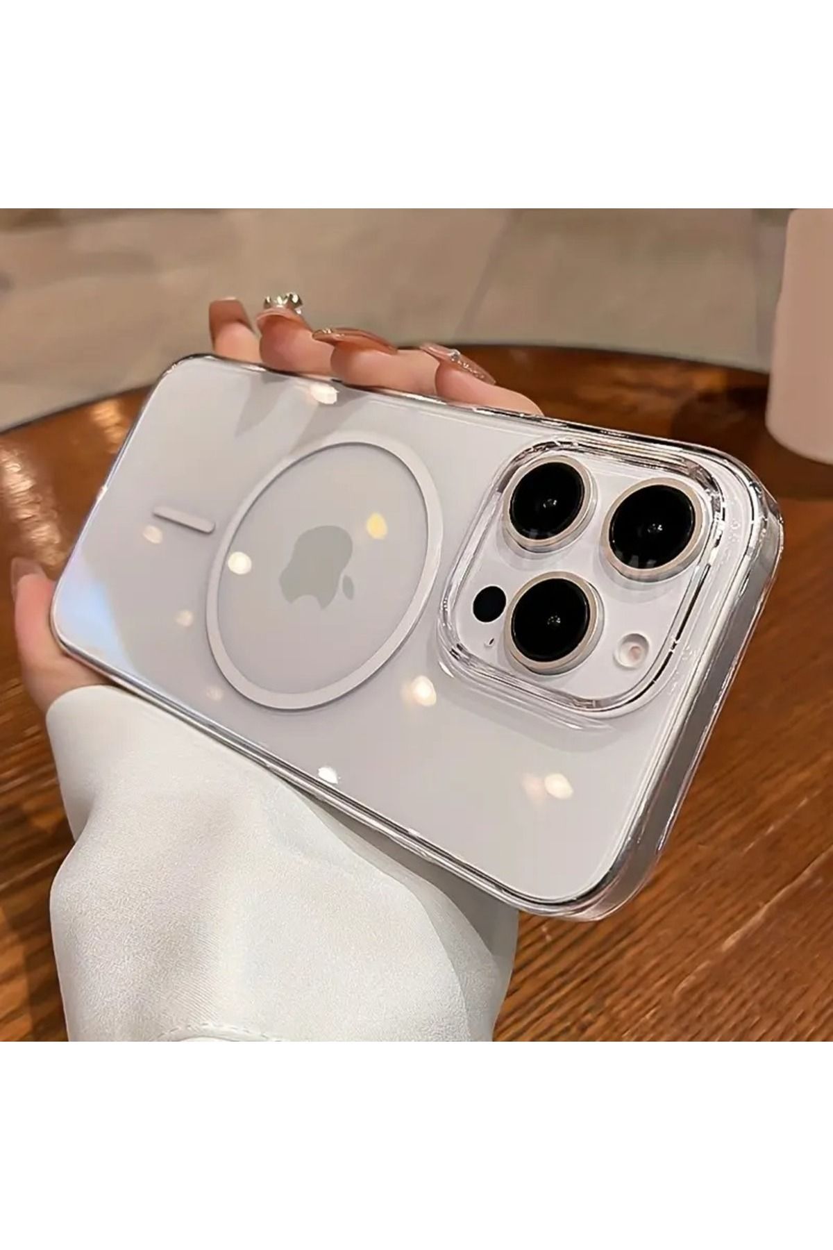 Milano Iphone 13 -14 Uyumlu Kamera Çevresi Yüksek Sararmaz Magsafe Şeffaf Kılıf