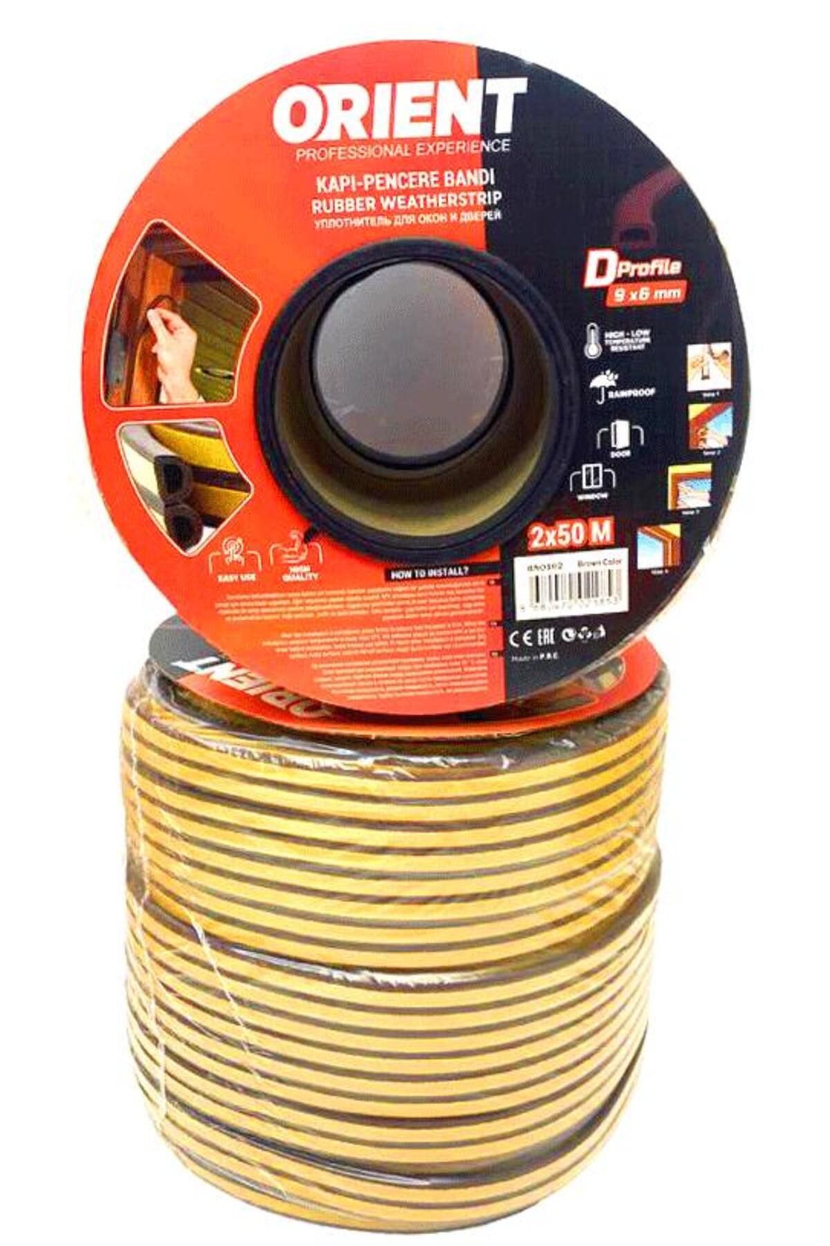 shopwave KAHVERENGİ 100MT2X50MTBOBİN FİTİL KAPI PENCERE BANT (5047)