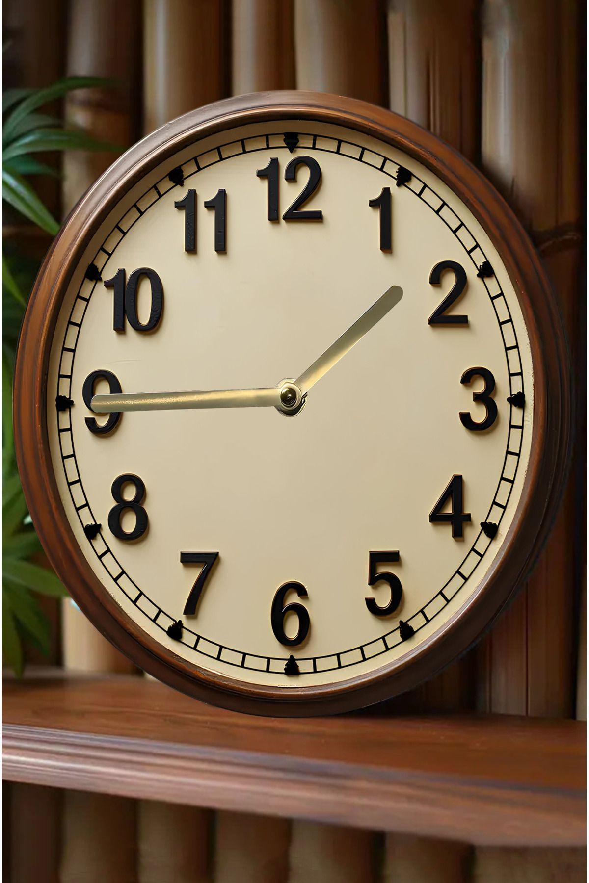 kutuTR 🕰️ Klasik Ahşap Görünümlü 3D MDF Duvar Saati – 33 cm | Retro & Şık Dekorasyon SDW306