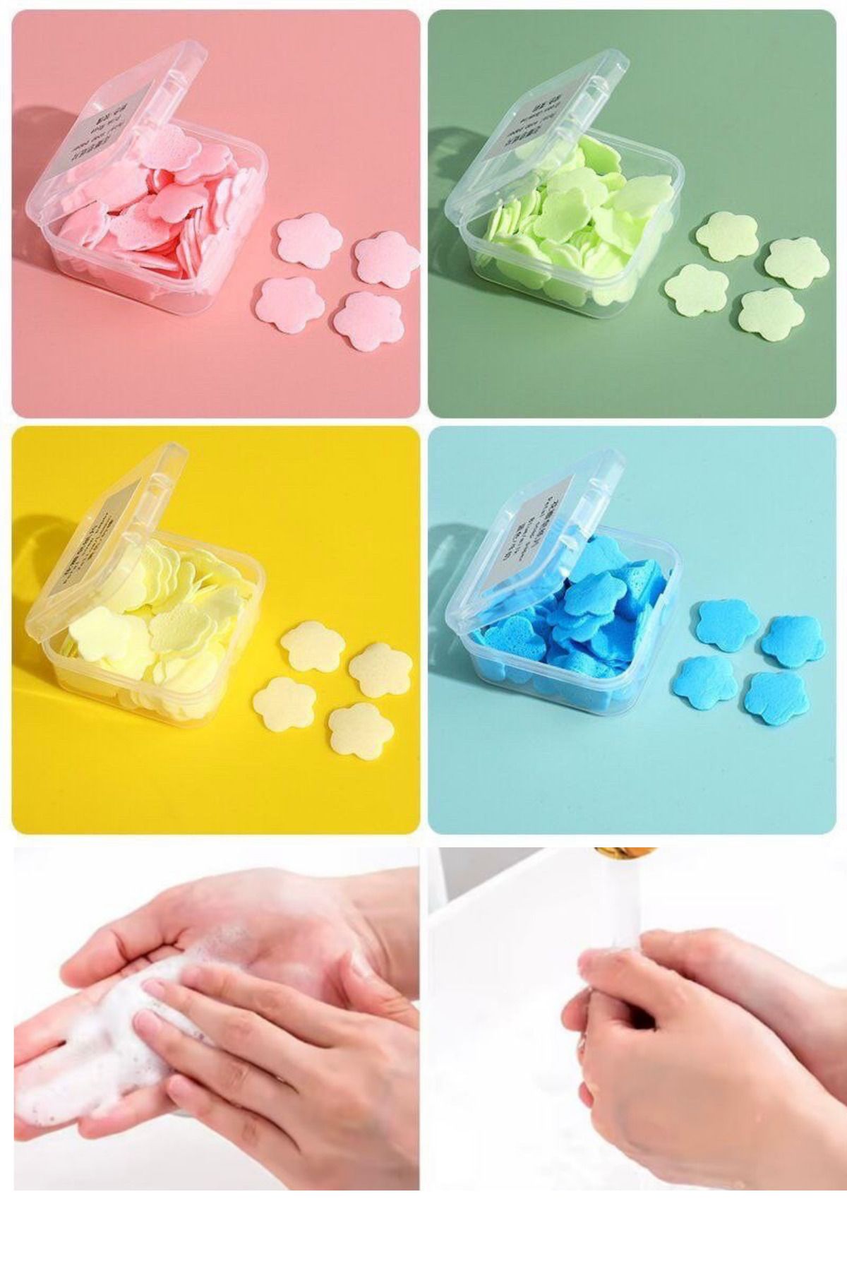 Funny Life 4 lü Paket 400 Yaprak Parfümlü Eriyen Mini Sabun Öğrenci Çocuk Okul Dezenfektan El Sabunu
