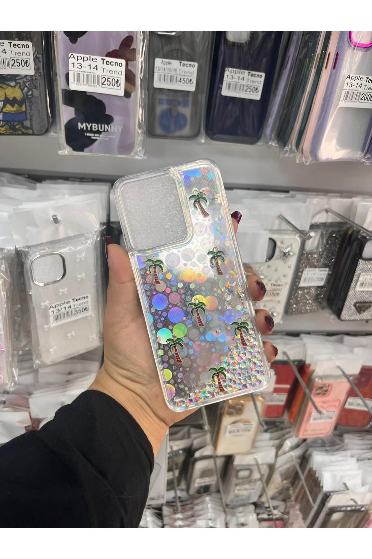TECNOTREND Xiaomi Redmi 12 sıvı parıltılı Hologramlı şeffaf silikon kılıf