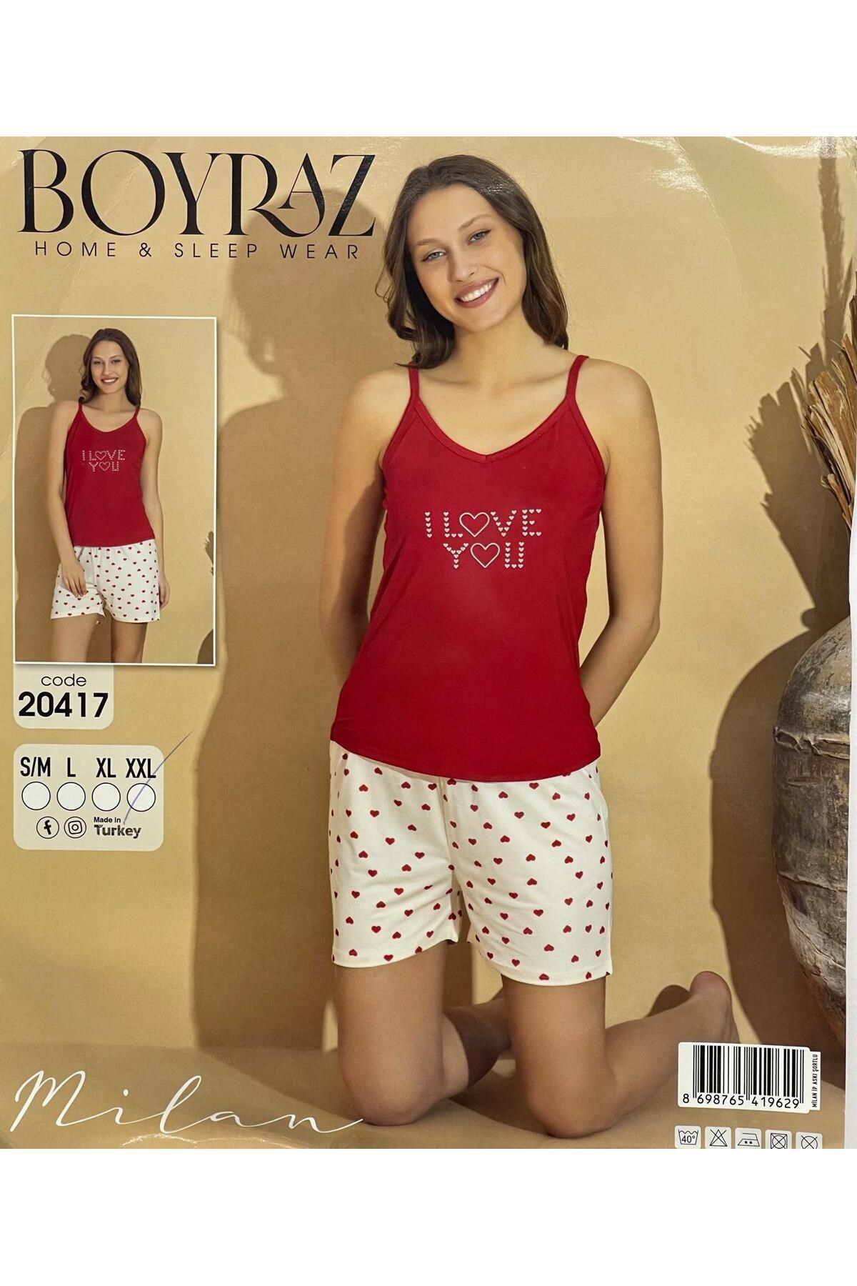 Pijamoni KIRMIZI TARZ MİLAN KUMAŞ PİJAMA TAKIMI