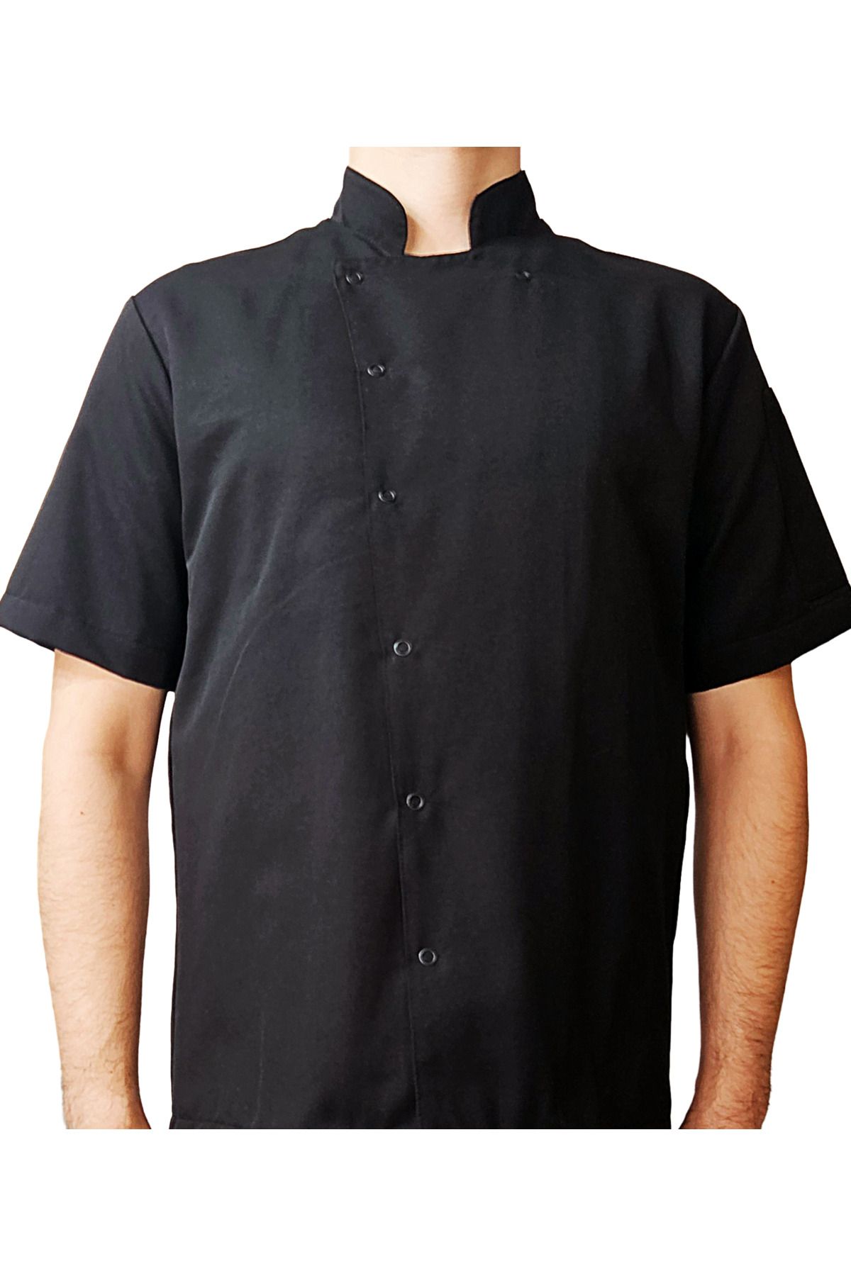 Ant Rotagrup Üniforma ve İş Elbiseleri Aşçı Ceketi Siyah Renk Unisex Çıtçıtlı Kısa Kollu Yazlık Chef Aşçı Mutfak Ceket