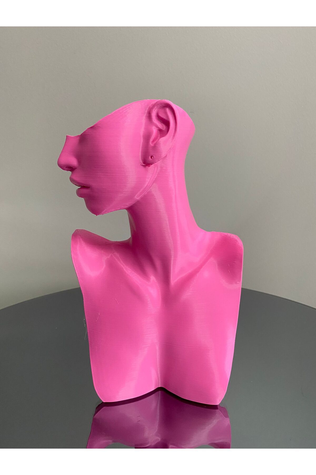 Goplast Premium Pembe Renk Dekoratif Takı Mankeni Teşhir Standı 21 cm Takı Organizer Mücevher Küpe Kolye Sergileme