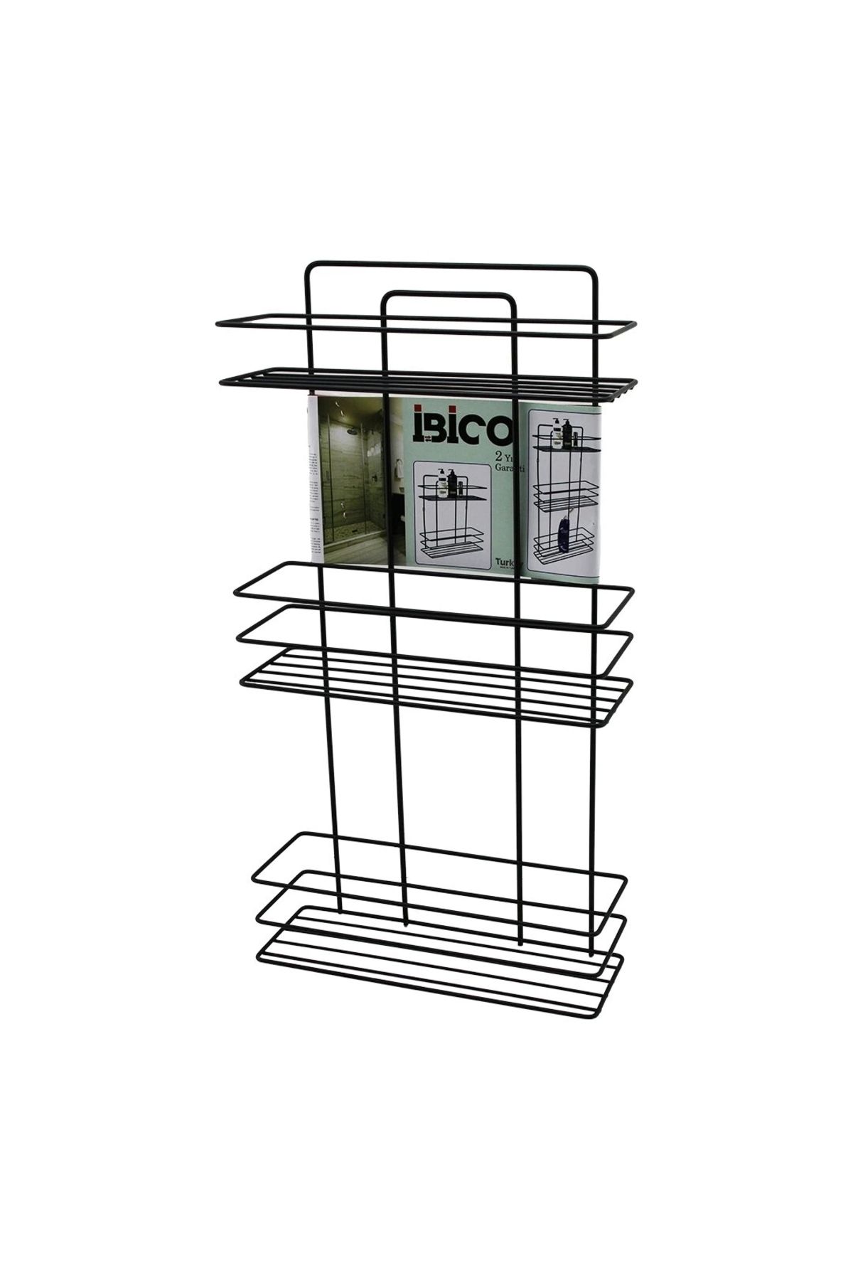 shopwave SİYAH 3 KATLI - DİKDÖRTGEN METAL BANYO KÖŞELİK - DUŞKABİN RAF - ŞAMPUANLIK (5047)