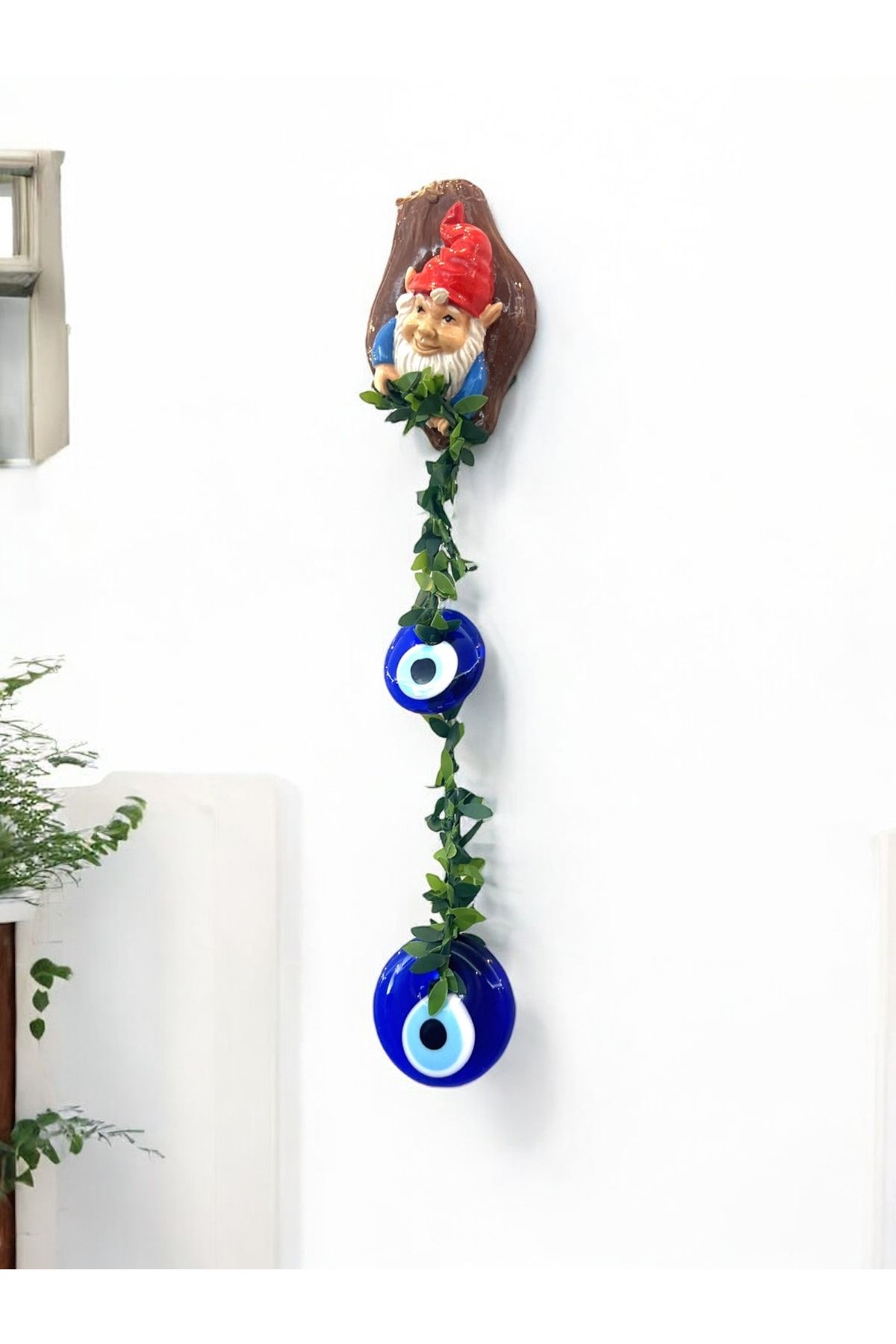 HediyeArıları Nazar Boncuklu Sevimli Şans Getiren Cüce | Bahçe Balkon Duvar Süsü | Ev Hediyesi | Dekoratif