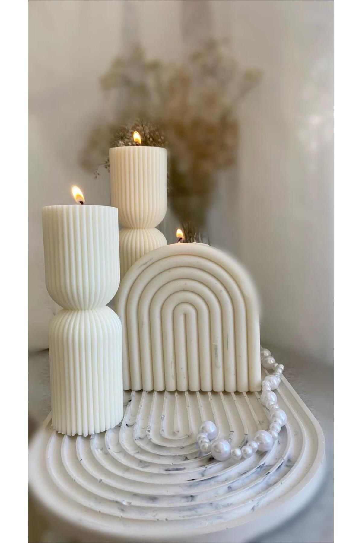 SCA CANDLE Dekoratif Mum Gokkuşağı +çokgen Toplam 3 parça