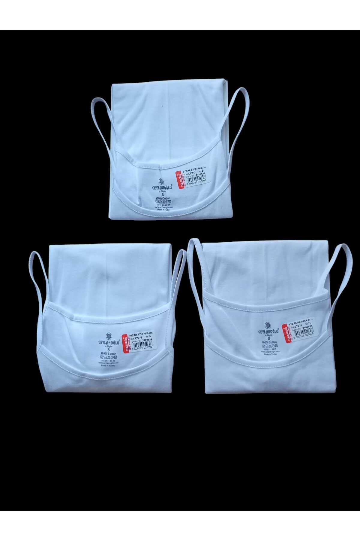balkonda atlet 3'lü avantajlı paket beyaz ip askılı %100 pamuklu cotton ekstra esnek BİAB1-1