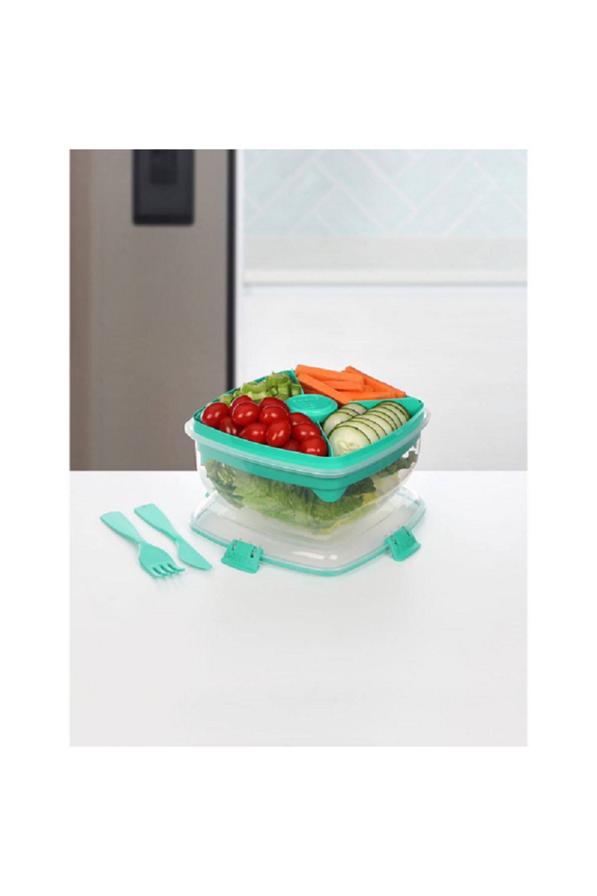 Sistema-Freezer Safe BPA-Free Plastic Salad Max To Go Food Storage Container Assorted Color 1