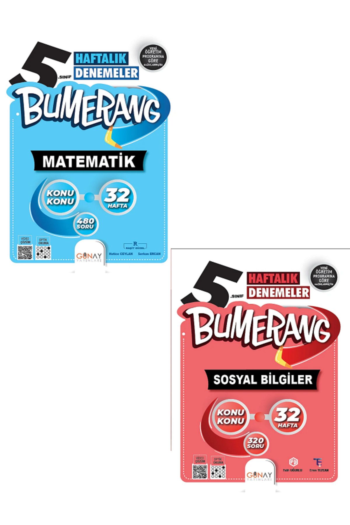 Evrensel İletişim Yayınları 5.Sınıf Günay Bumerang Matematik + Sosyal Bilgiler 32 Haftalık Denemeler / Konu Konu / 2 KİTAP