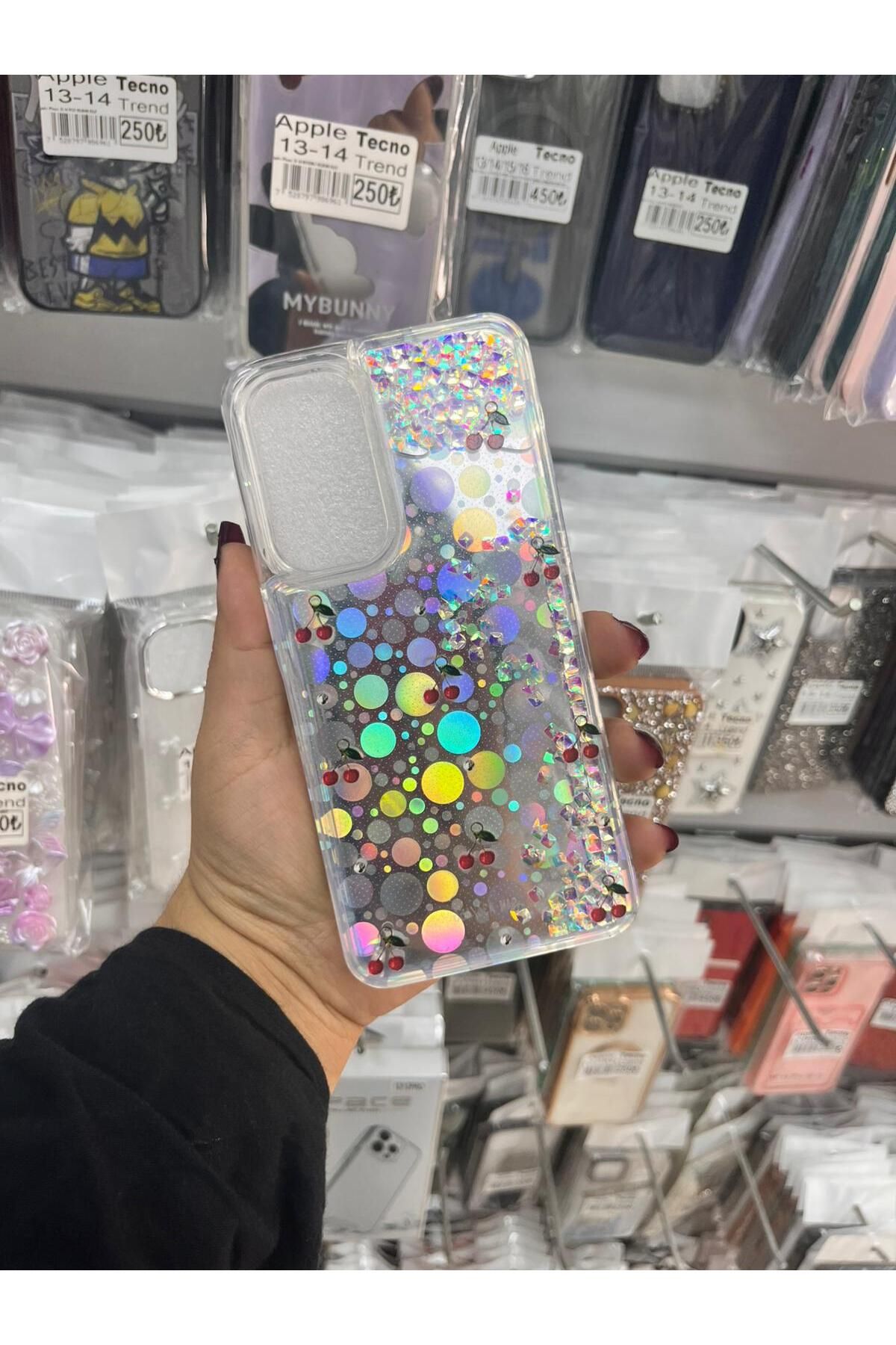 TECNOTREND Galaxy A36/ A56 sıvı parıltılı Hologramlı şeffaf silikon kılıf