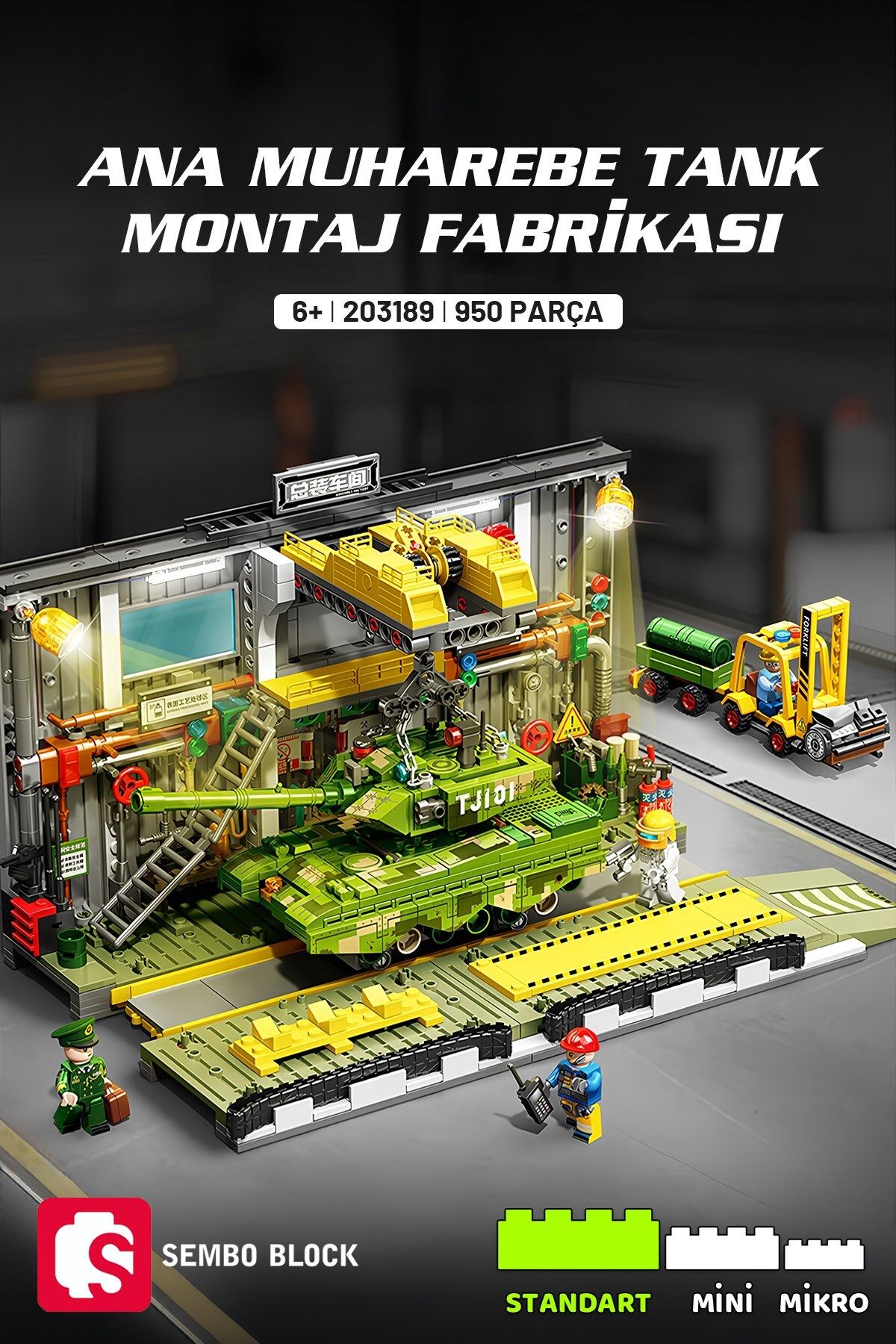 Sembo Block Ana Muharebe Tank Montaj Fabrikası Yapı Bloğu Seti