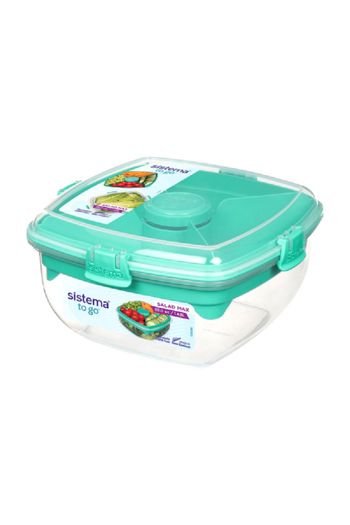 Sistema-Freezer Safe BPA-Free Plastic Salad Max To Go Food Storage Container Assorted Color 4