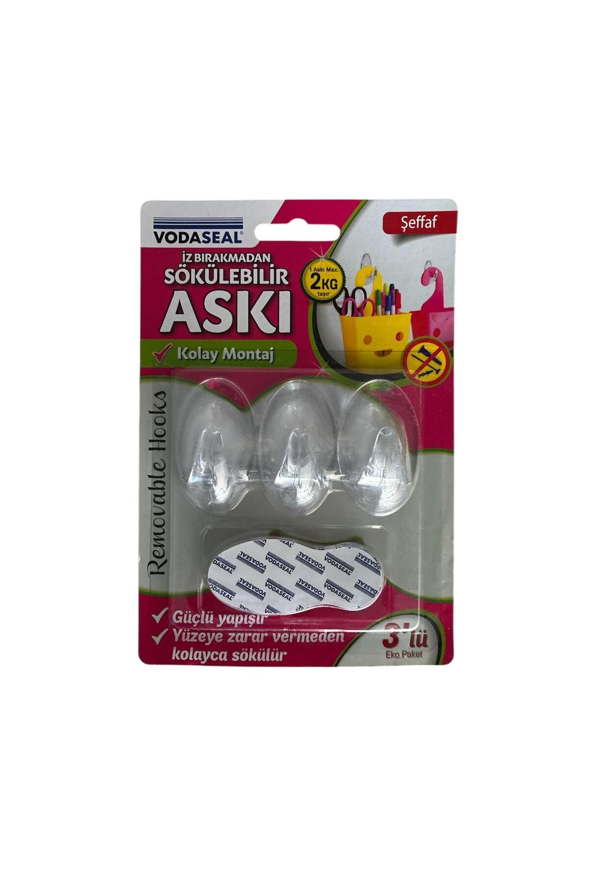 Vodaseal İZ BIRAKMAYAN ASILABİLİR ŞEFFAF ASKI 3LÜ VODASEAL
