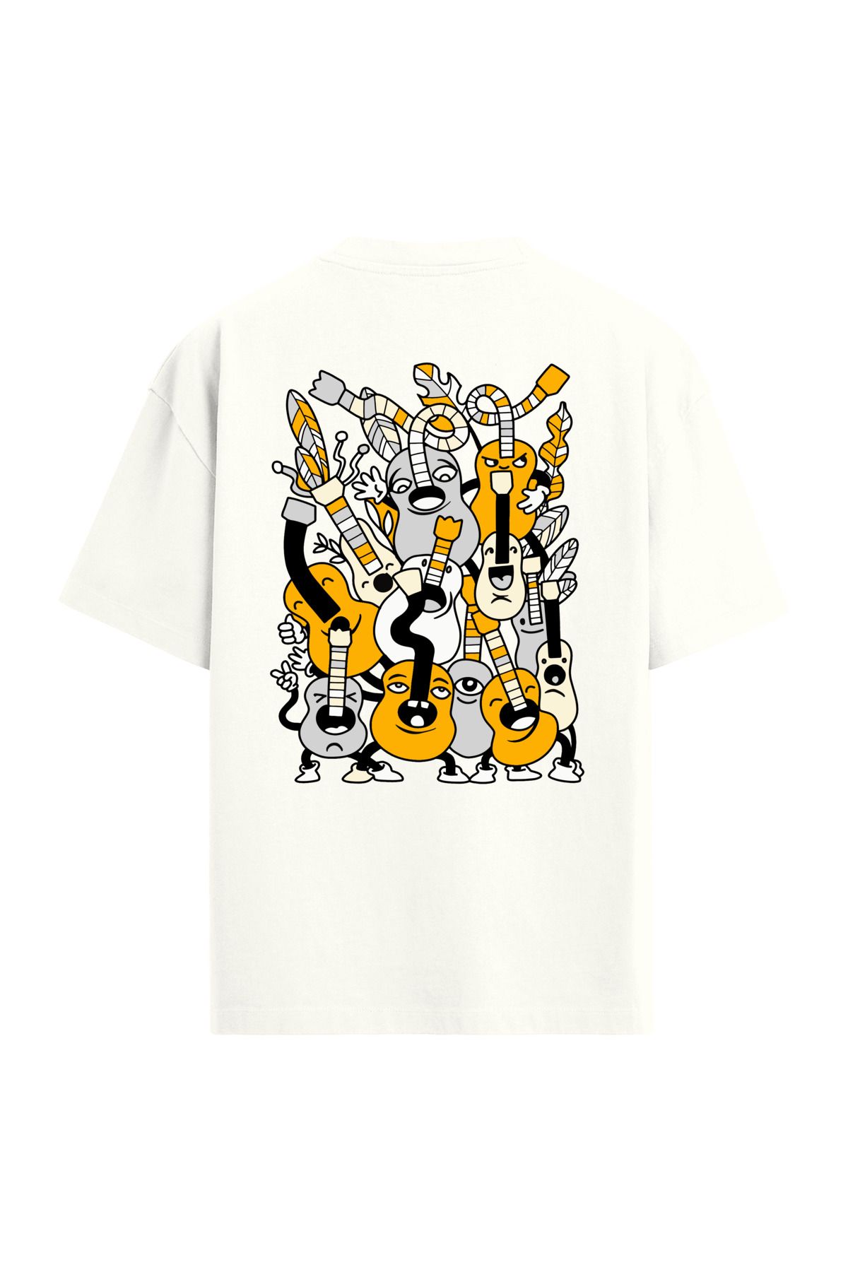 Colermi Gitar Temalı Sırt Baskılı Oversize T-Shirt