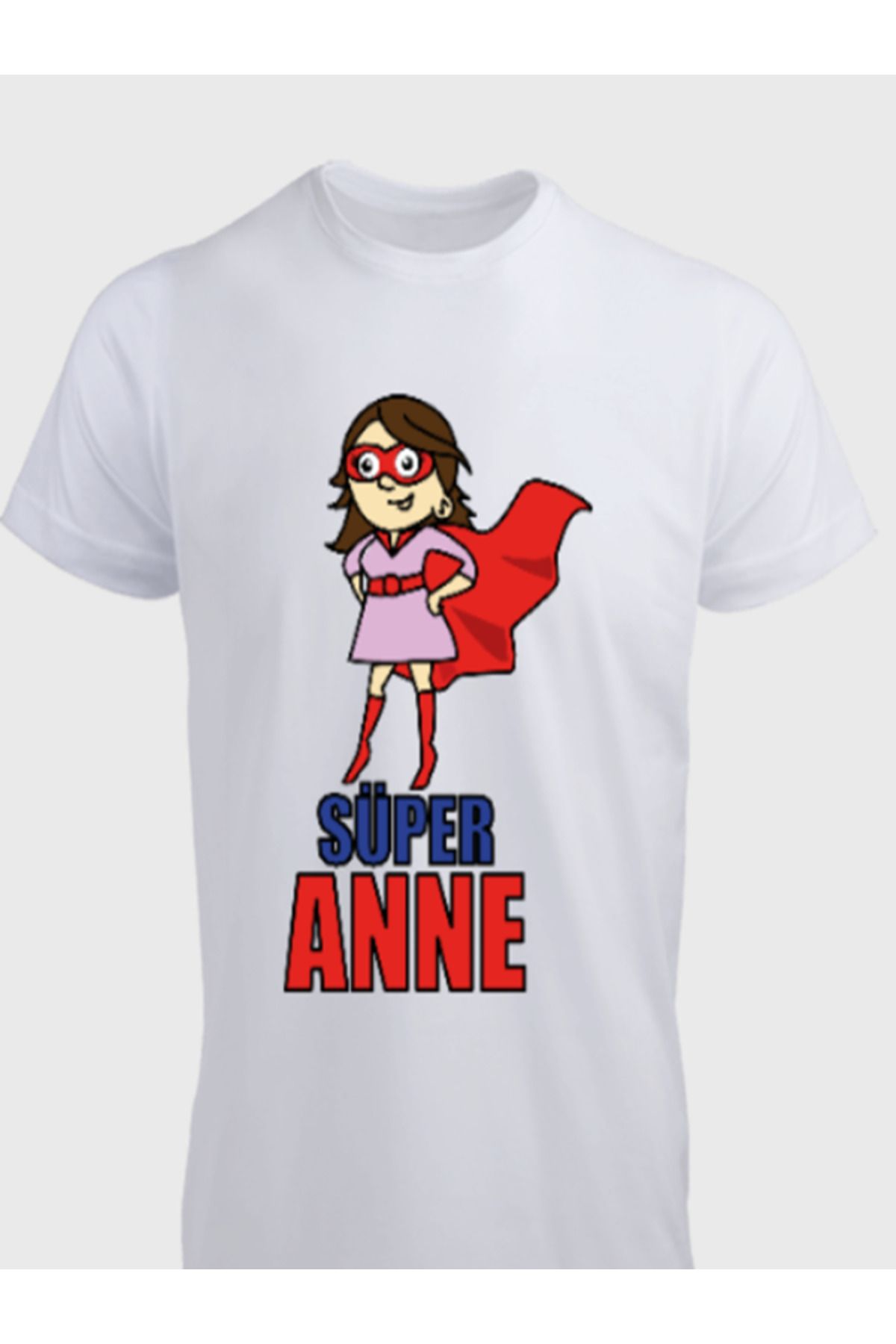 Ayka Unisex Erkek/Kadın Kişiye Özel ANNE Baskılı Pamuklu Bisiklet Yaka T-Shirt