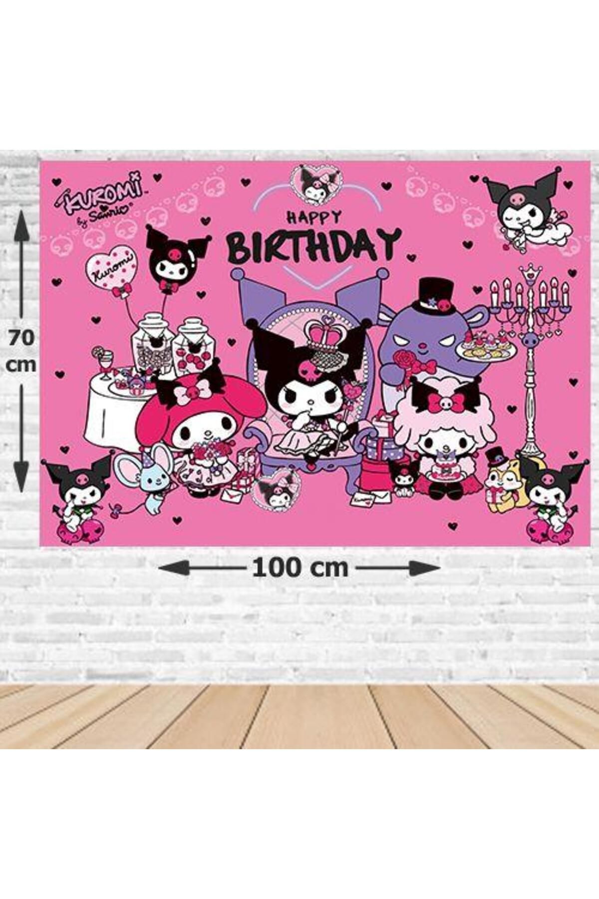 DODOMAR Kuromi Doğum Günü Afişi 70x100 cm Branda solmaz Canlı Baskılı Duvar Afişi