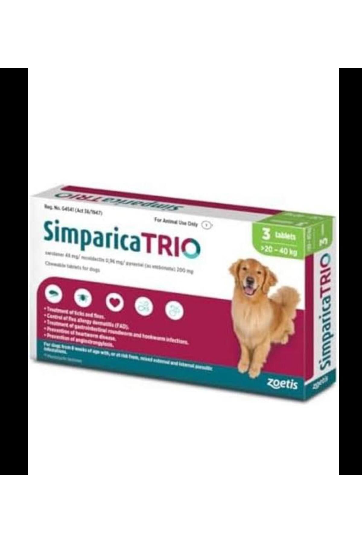 ZOETİS simparica trio 10-20 kg arası köpekler için çiğneme tableti