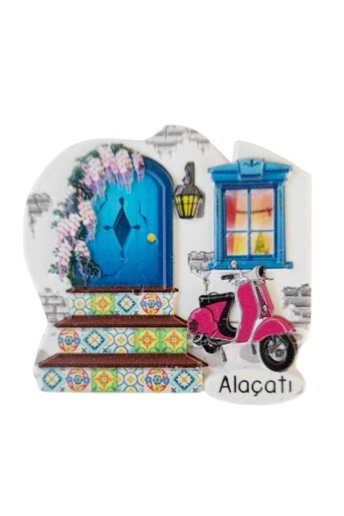Ellanın Çarşısı Alaçatı Magnet Kabartma Figürlü Polyester 1 Adet. Boyut: 7,5 cm x 6,5 cm