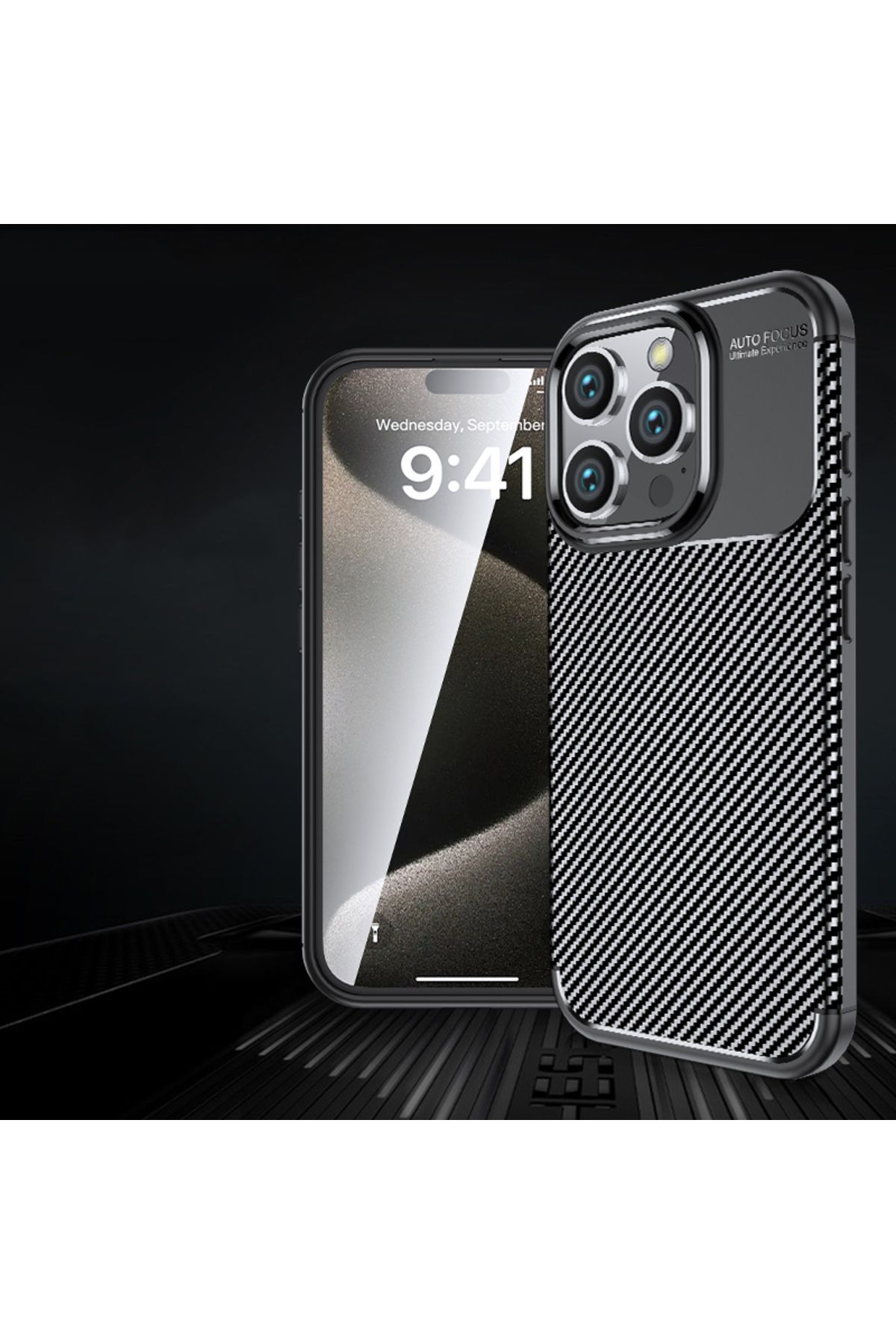 GRABONO Apple iPhone 16 Pro Max Kılıf Karbon Fiber Görünümlü Ultra İnce Premium Carbon Case