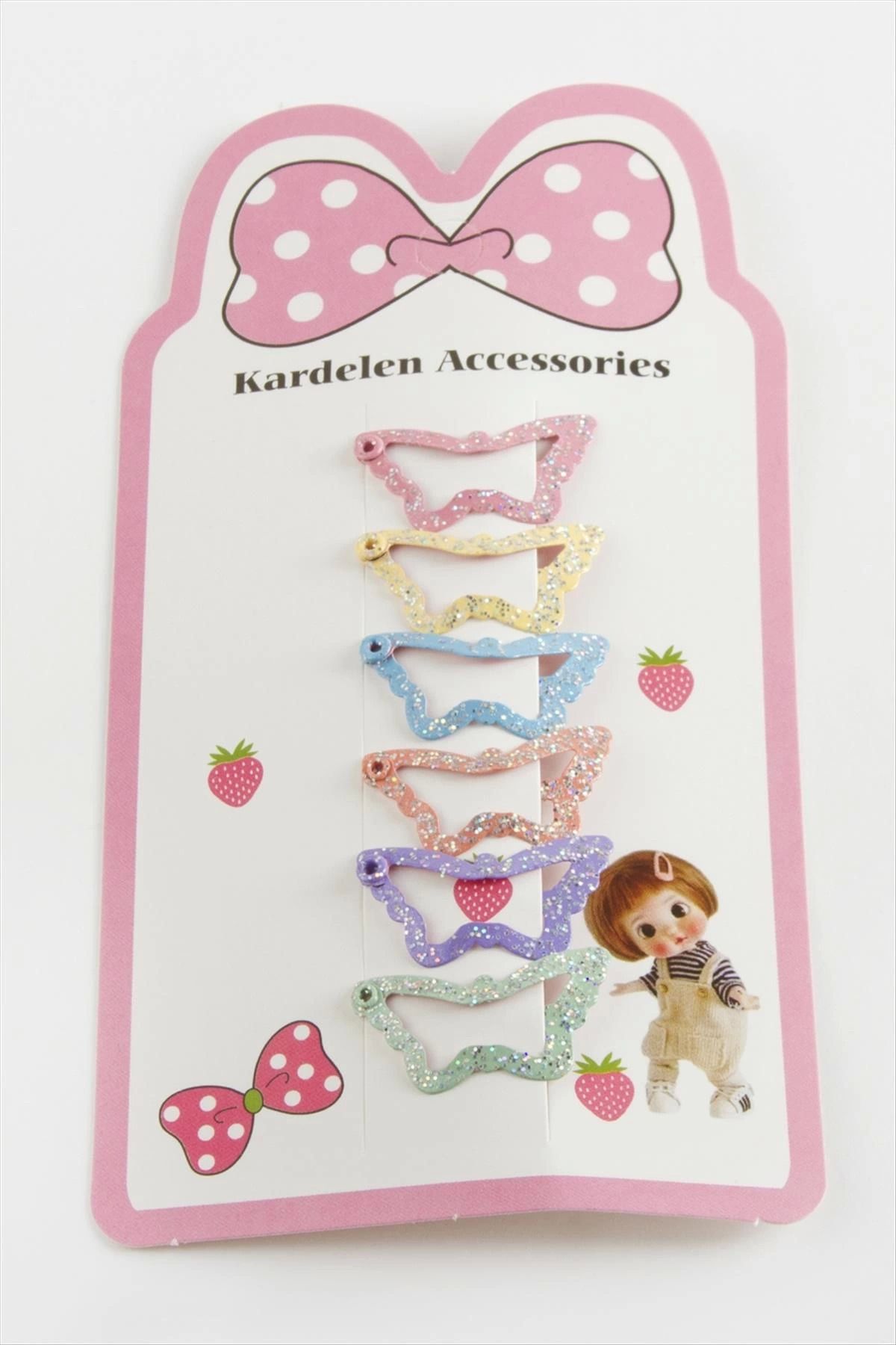 Zayla 12 Adet Kelebek Simli Çıtçıtlı Toka 3 cm