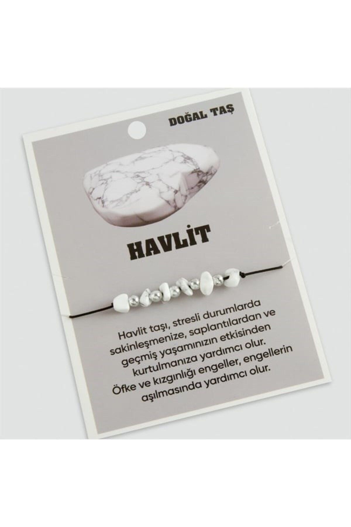 Fikart Havlit Doğaltaşlı İp Bileklik Beyaz