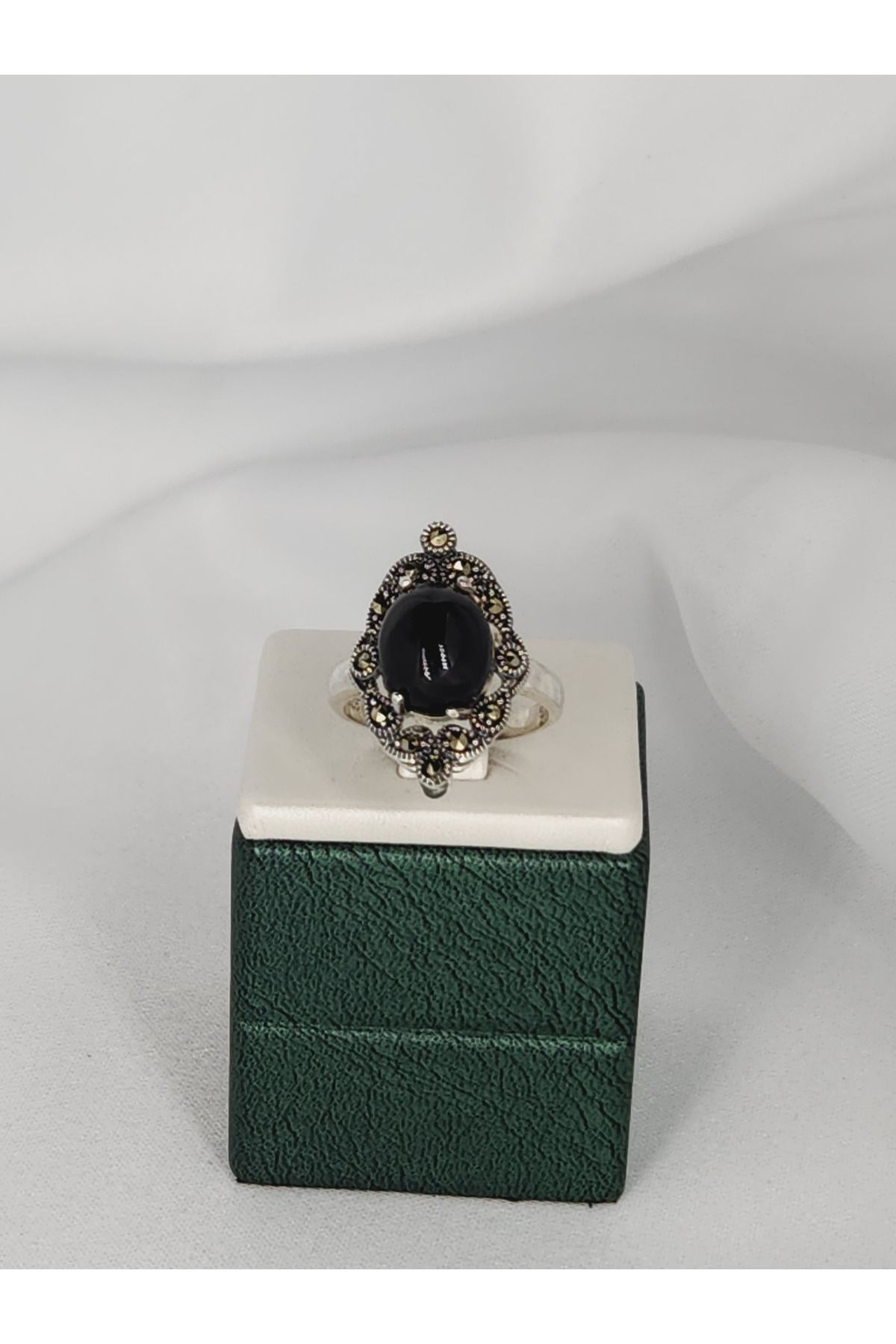 collawood Obsidyen Taşlı Gümüş Yüzük
