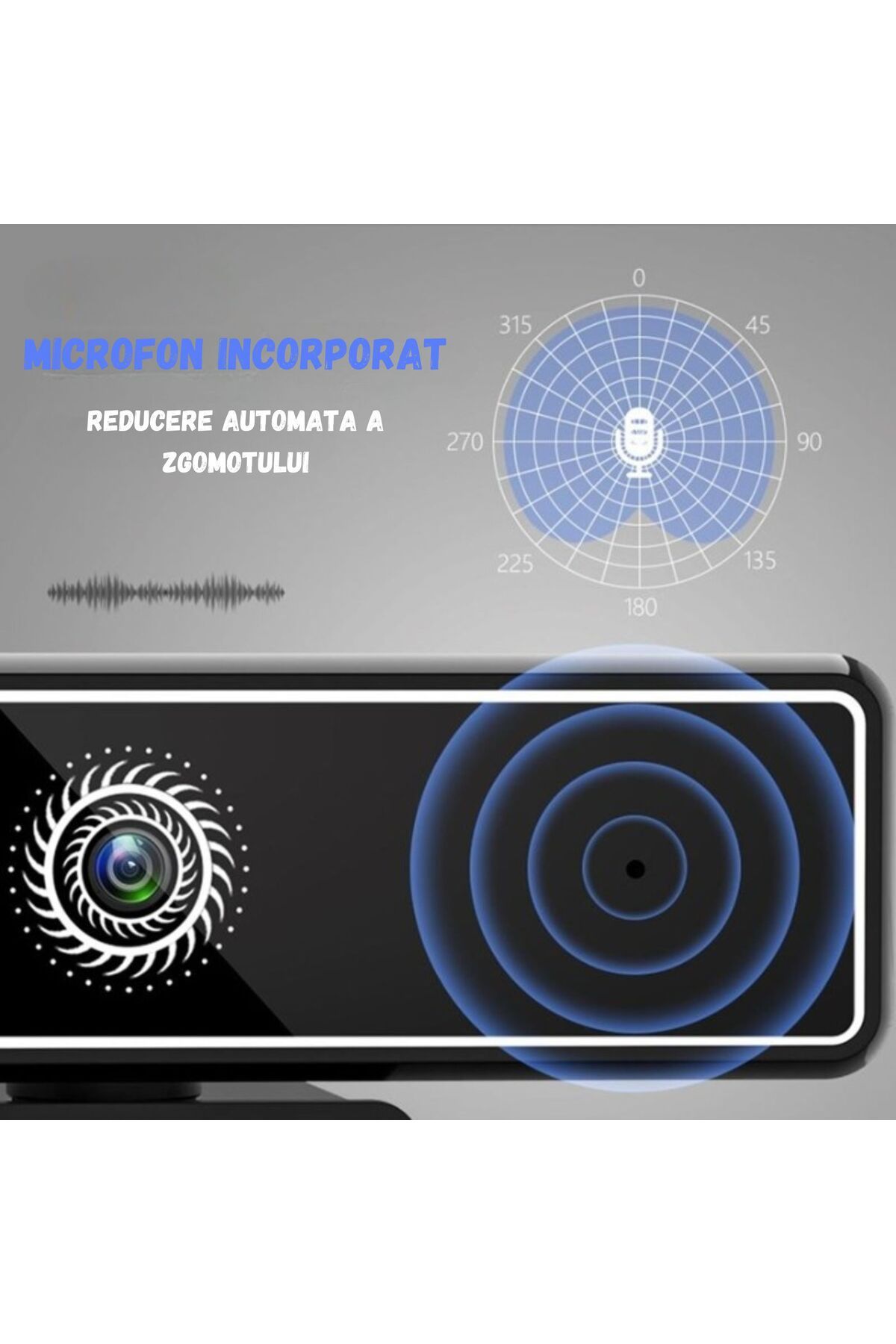 TEQRO-Cameră Web 4K, Autofocus, Anti-vibrații, 360°, USB, Microfon, Plug & Play, Gaming, Conferințe, Streaming 5