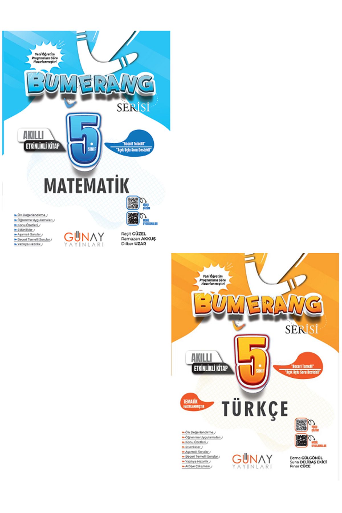 Evrensel İletişim Yayınları 5.Sınıf Günay Bumerang Matematik + Türkçe Akıllı Defter Kitap / Açık Uçlu Sorular / 2 KİTAP