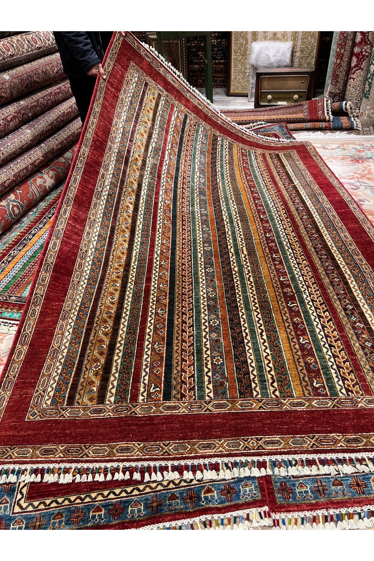 RD RAMAZAN DAĞ EL HALI SANATI El Dokuma Afgan Halısıdır Şal Desen Birinci Sınıf Kalite Ebat 246x173