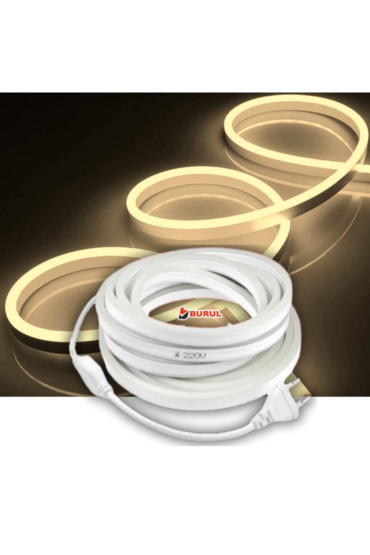 burul SB-6509 3 Metre Gün ışığı Neon Led Şerit Dış Mekan Silikonlu Esnek Dekoratif Aydınlatma 220v Fişli