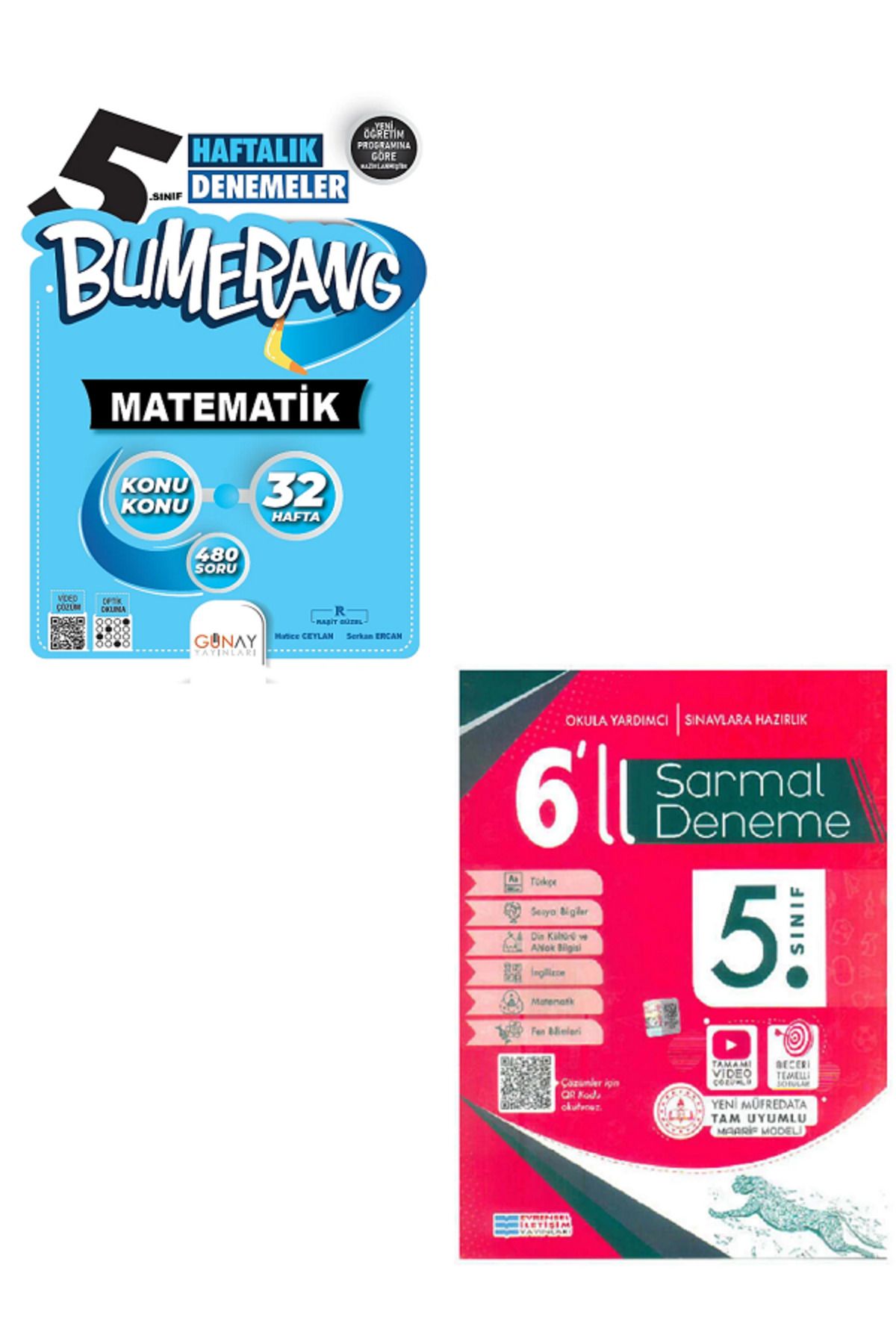 Evrensel İletişim Yayınları 5.Sınıf Günay Bumerang Matematik 32 Haftalık Denemeler + 5.Sınıf Evrensel 6'Lı Deneme / 2 KİTAP