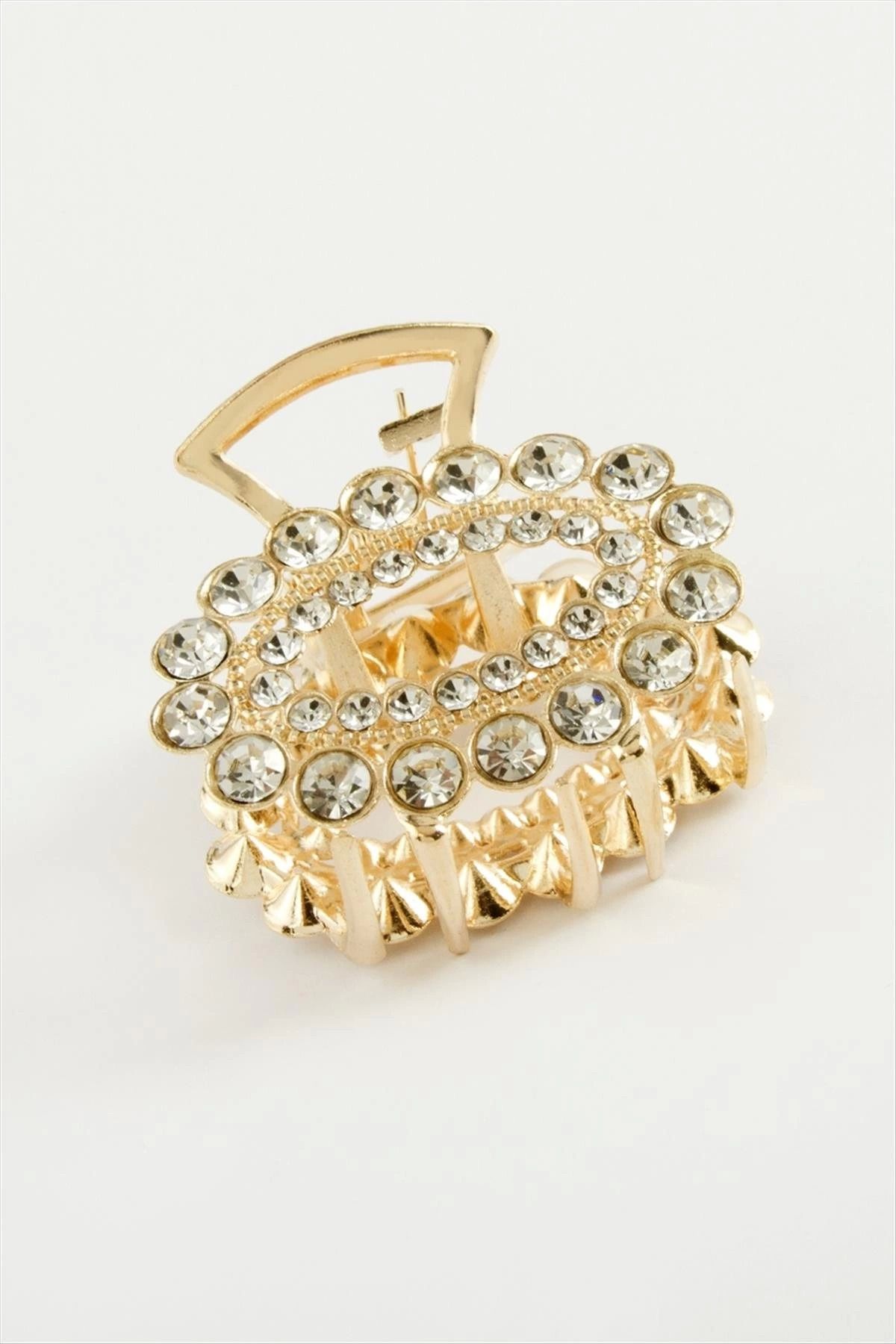 Zayla Oval Taşlı Metal Mandal Toka 4,5 cm